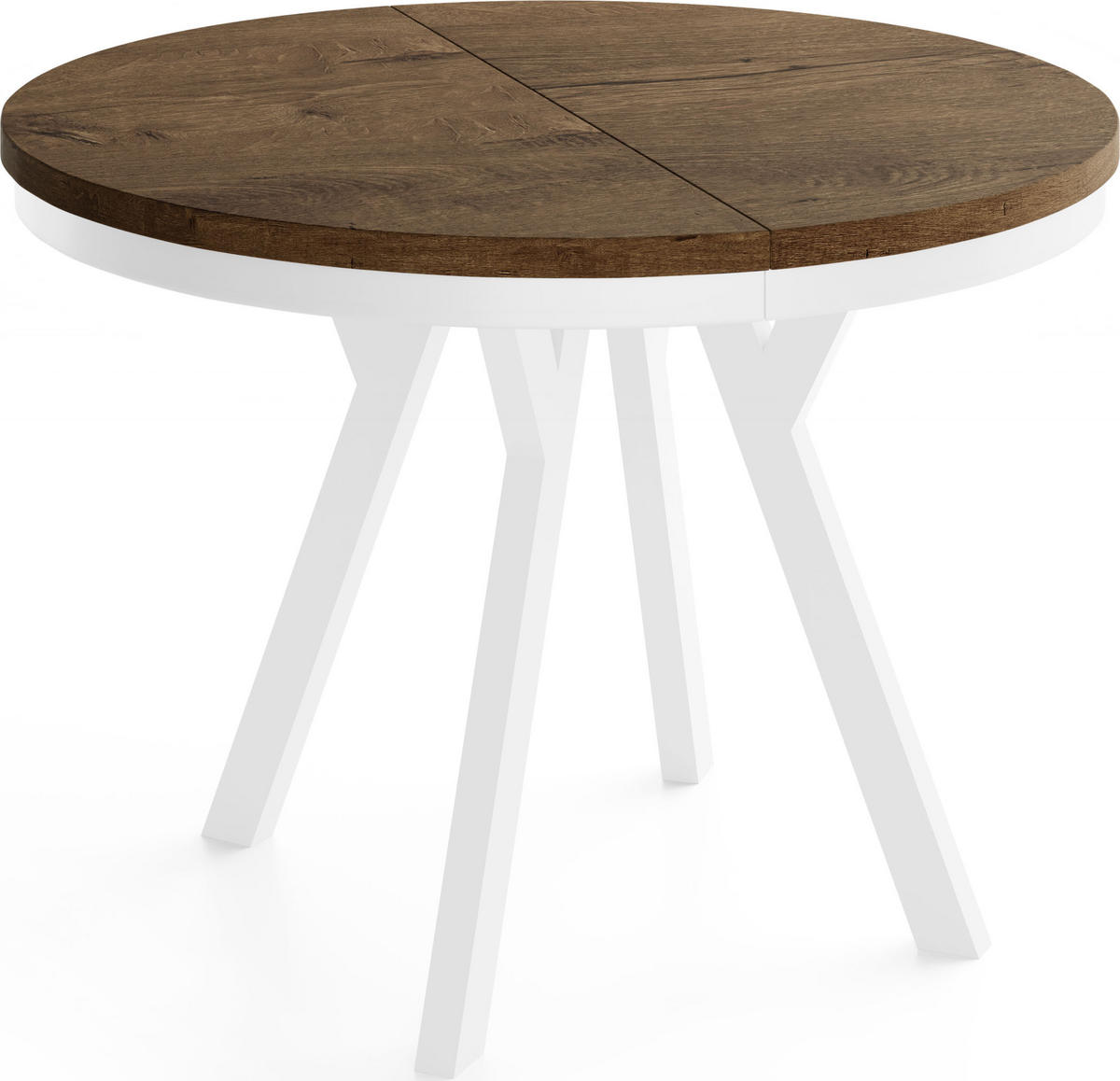 ESSTISCH Vero Neo Weiß rund ausziehbar verlängerbar, Eiche Braun Rustikal 100-300/100/77 cm - Alteiche/Weiß, Holz/Holzwerkstoff (100/100/77cm) - WFL GROUP