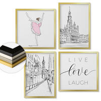 WANDBILDER 4er Set - 50x50 cm & 40x60 cm Goldrahmen - Stilvolle Grafik, Ballerina-Architektur - Goldfarben, Kunststoff (50/50cm) - ArtPrintCave