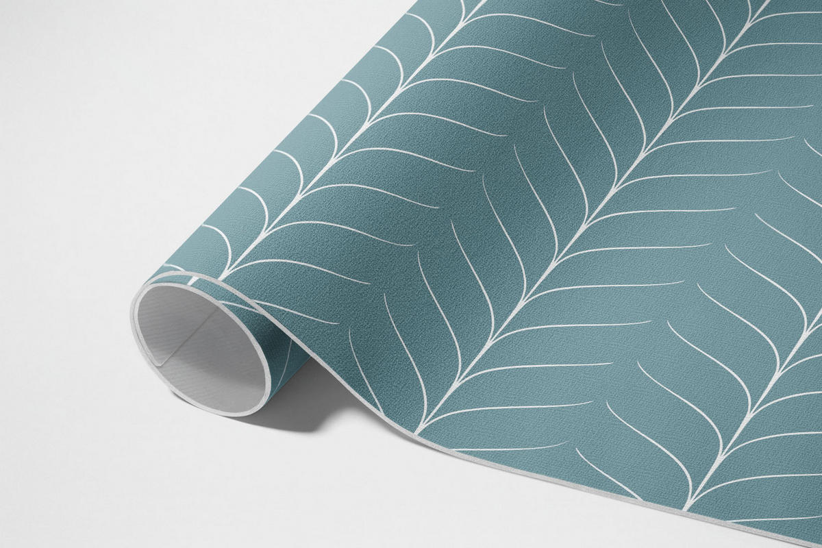 TEPPICH 150x225 cm Lineares Minimal Fischgrät Muster - Türkis, Kunststoff (150/225cm) - Wallfluent