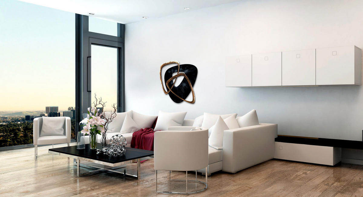 WANDDEKO Schwarz 80/80 cm - Schwarz, Metall (2.9/80/5cm) - KUNSTLOFT