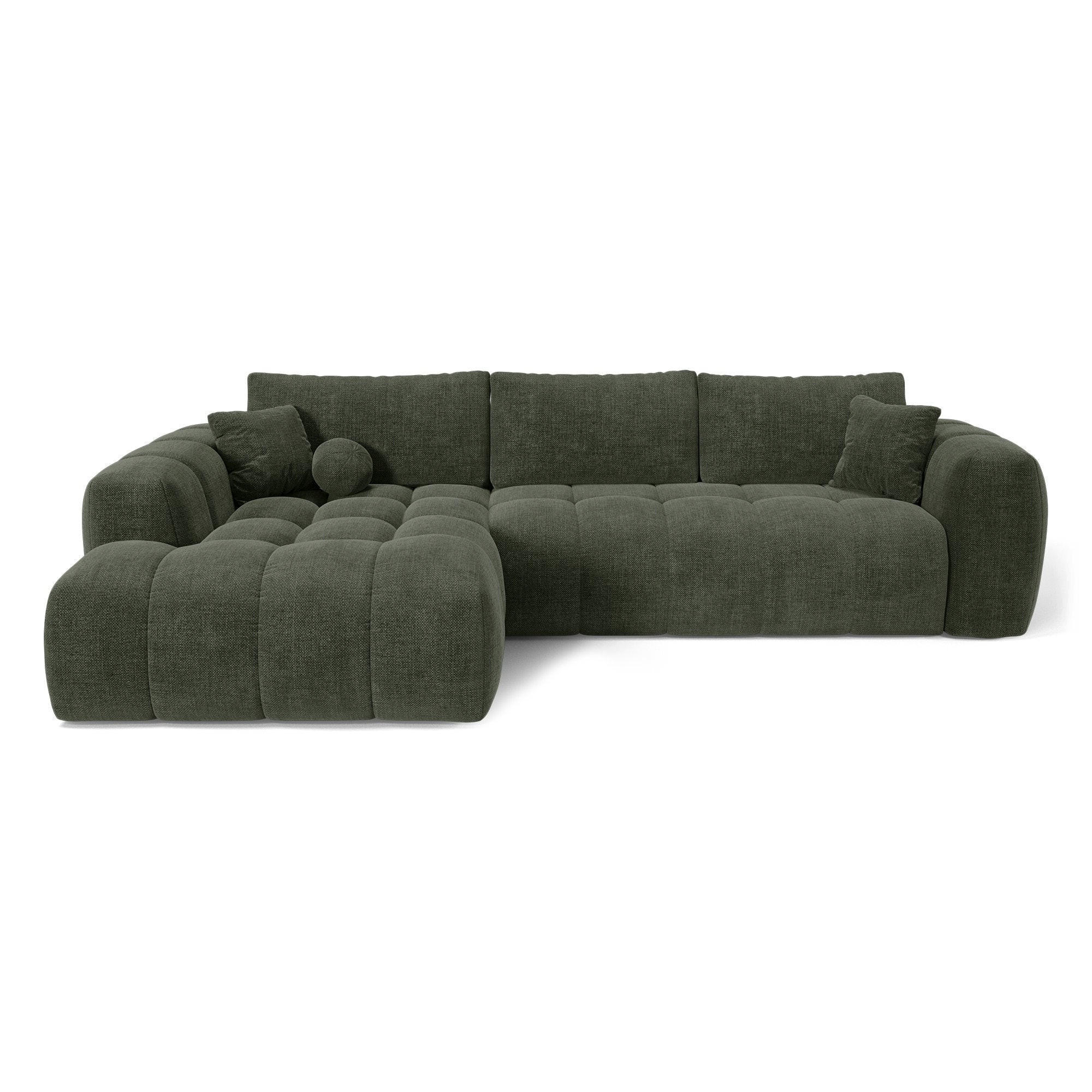 LINKSECK-SCHLAFSOFA mit Stauraum SKY Köpergewebe Vintage-Grün 310cm - Dunkelgrün/Grün, Textil (310/180cm) - Premium Interiors