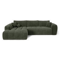 LINKSECK-SCHLAFSOFA mit Stauraum SKY Köpergewebe Vintage-Grün 310cm - Dunkelgrün/Grün, Textil (310/180cm) - Premium Interiors