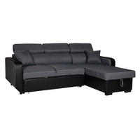 ECKSOFA WARREN Grau und Schwarz 3 Plätze - Dunkelgrau, Kunststoff (168/236cm) - Happy Garden