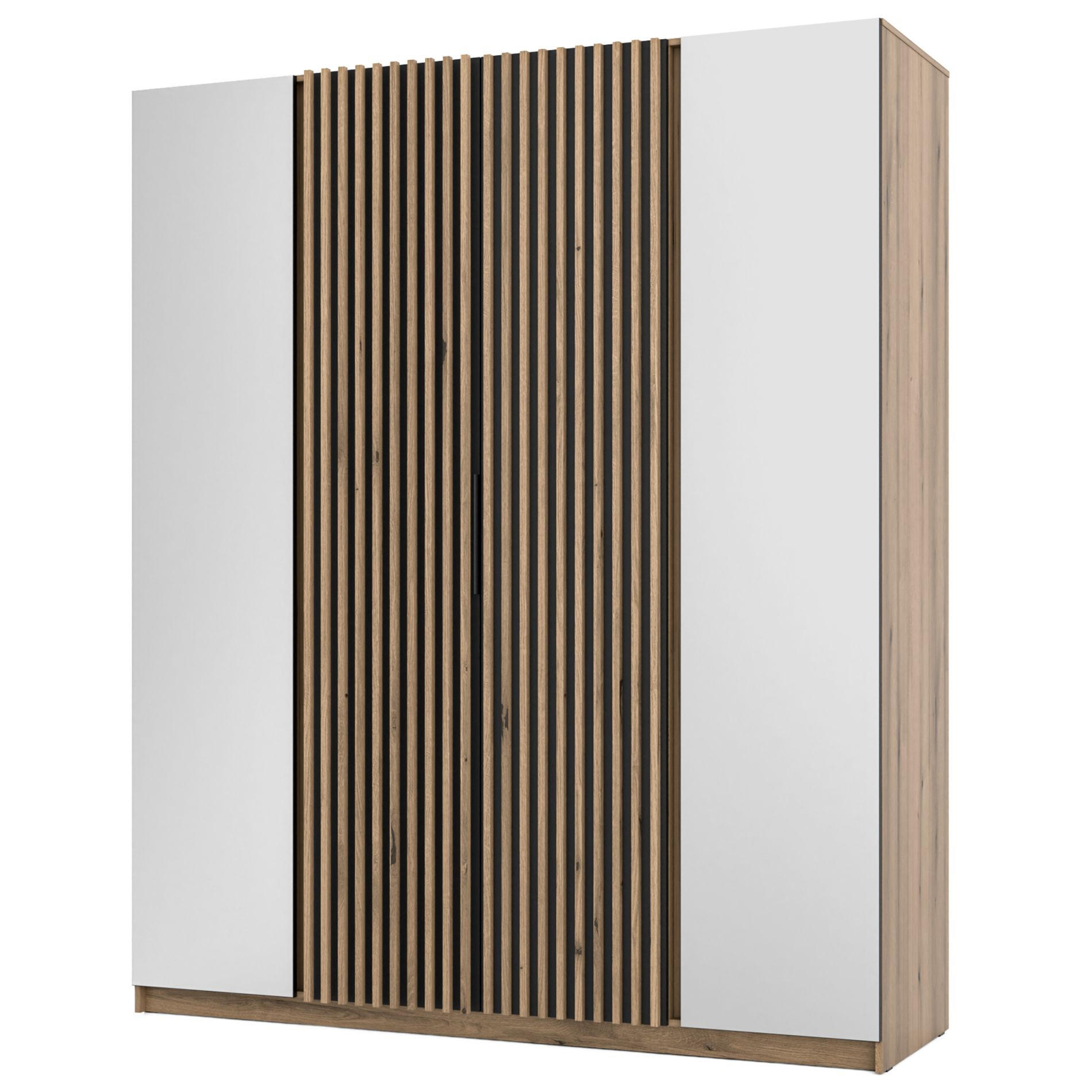 KLEIDERSCHRANK Kaja Schwarz/Eiche 200 cm - Schwarz, Holzwerkstoff/Metall (200/239/61.9cm) - Selsey