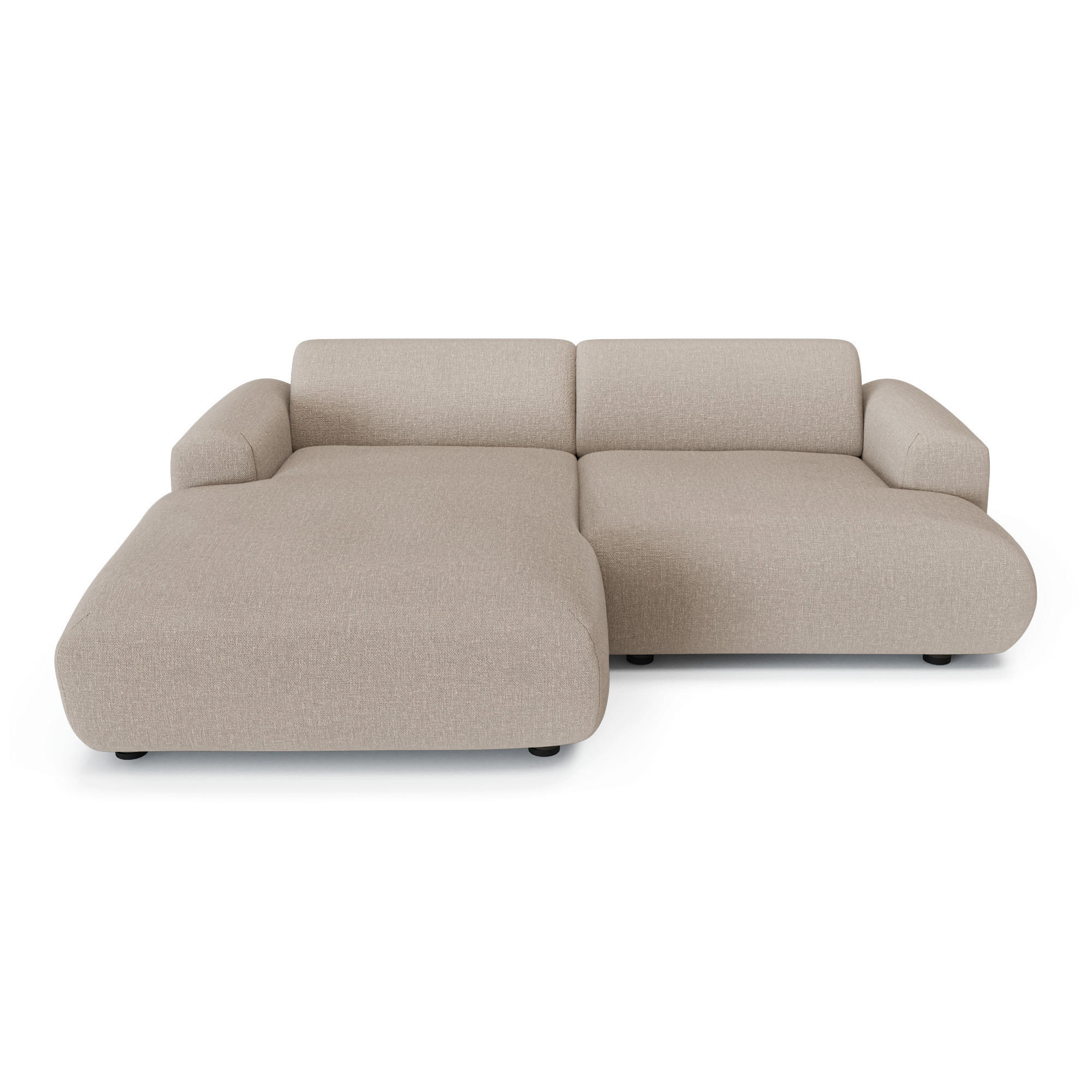 ECKSOFA LINKS Rastergewebe Beige 266cm - Beige, Textil (165/266cm) - Sia Home
