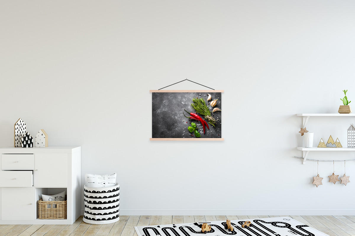 POSTER Pfeffer - Kräuter - Gewürze - Beton 60x40 cm - Dunkelgrau, Textil (60/40/0.15cm) - MuchoWow
