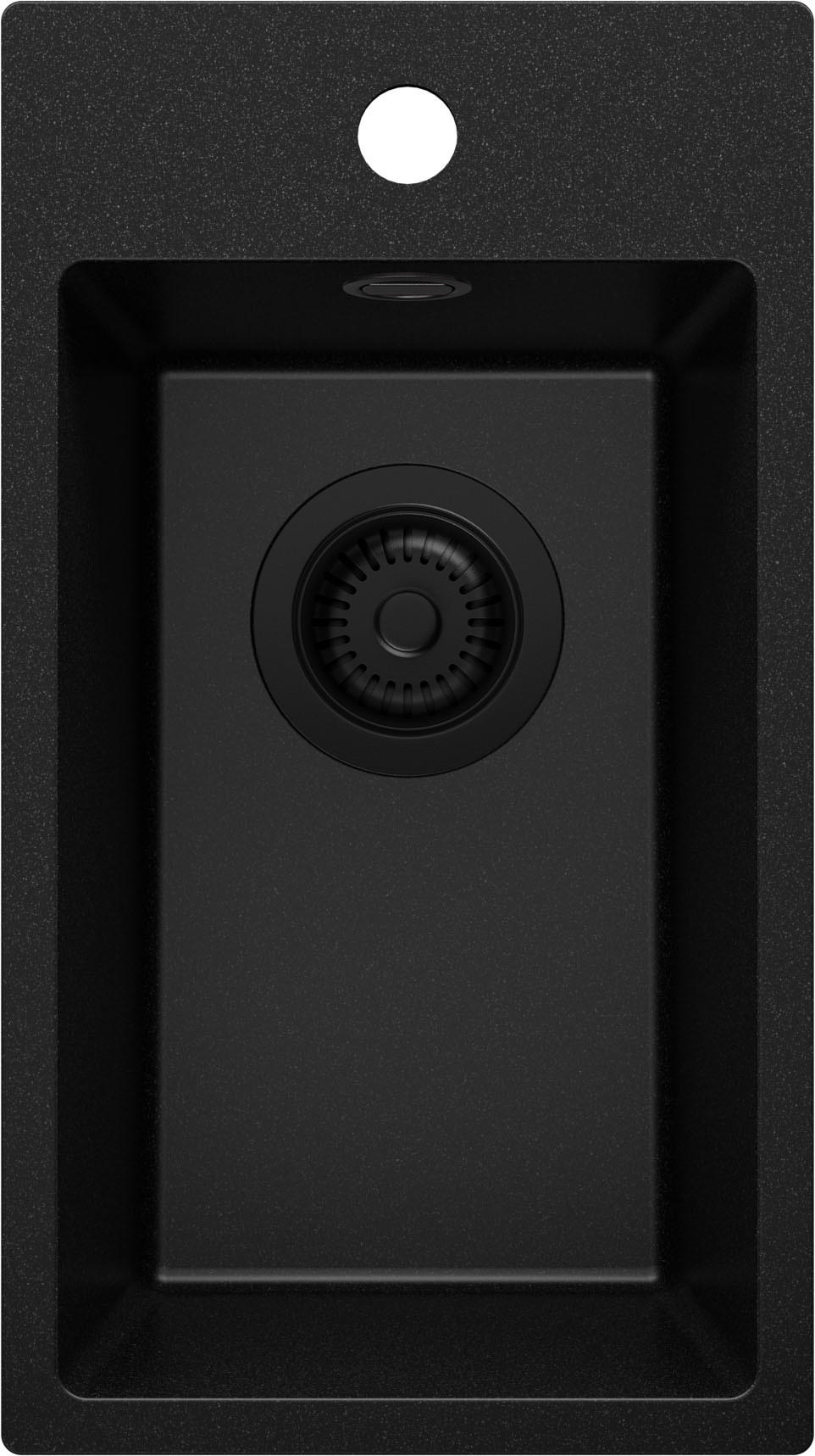 SPÜLBECKEN Riga, 2-er set Alles Schwarz 28/50 cm 1 Becken + Ablauf-Set ab 30er Unterschrank - Schwarz, Kunststoff (28/20/50cm) - Primagran