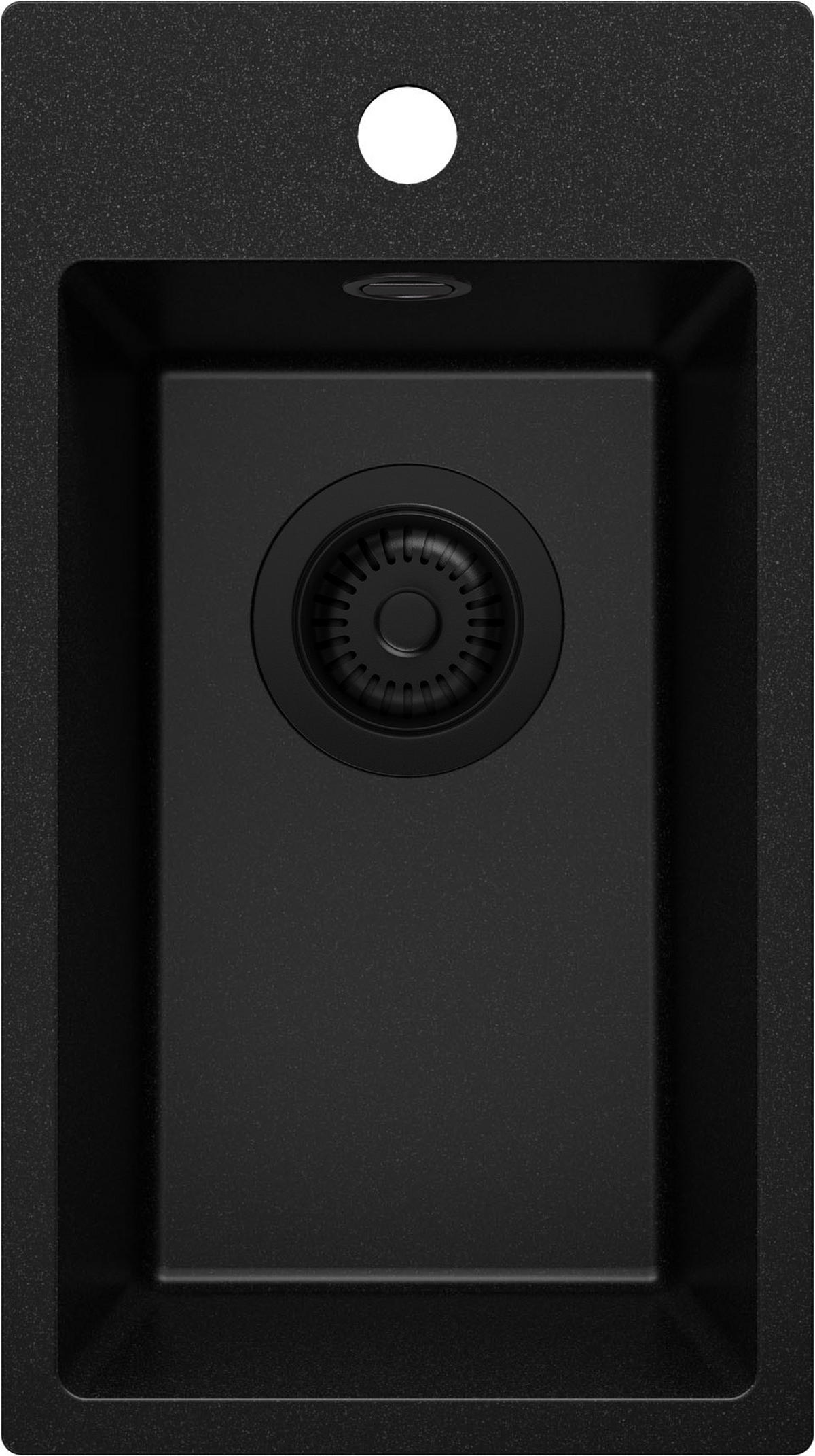 SPÜLBECKEN Riga, 2-er set Alles Schwarz 28/50 cm 1 Becken + Ablauf-Set ab 30er Unterschrank - Schwarz, Kunststoff (28/20/50cm) - Primagran