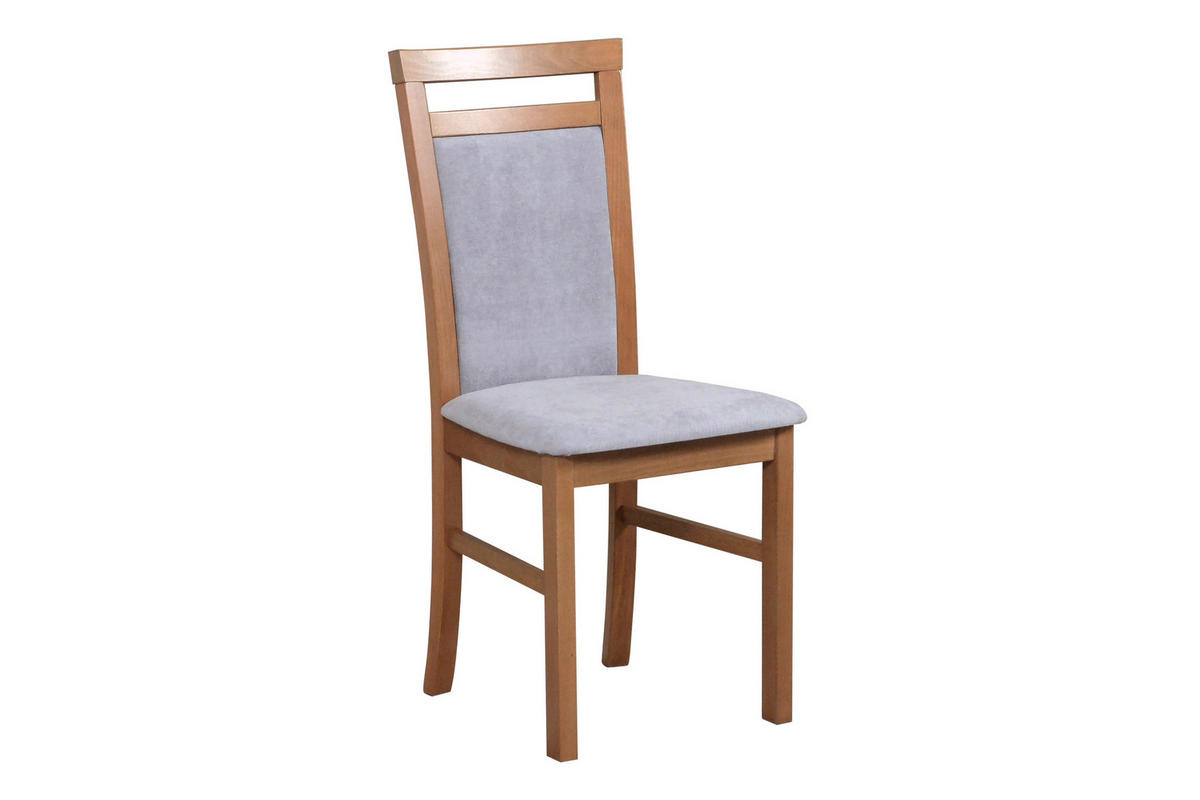STUHL 2er Set MILANO 5 Hell nussbaum, soro 90 - Hellbraun/Grau, Holz (43/93/40cm) - Leaf Design