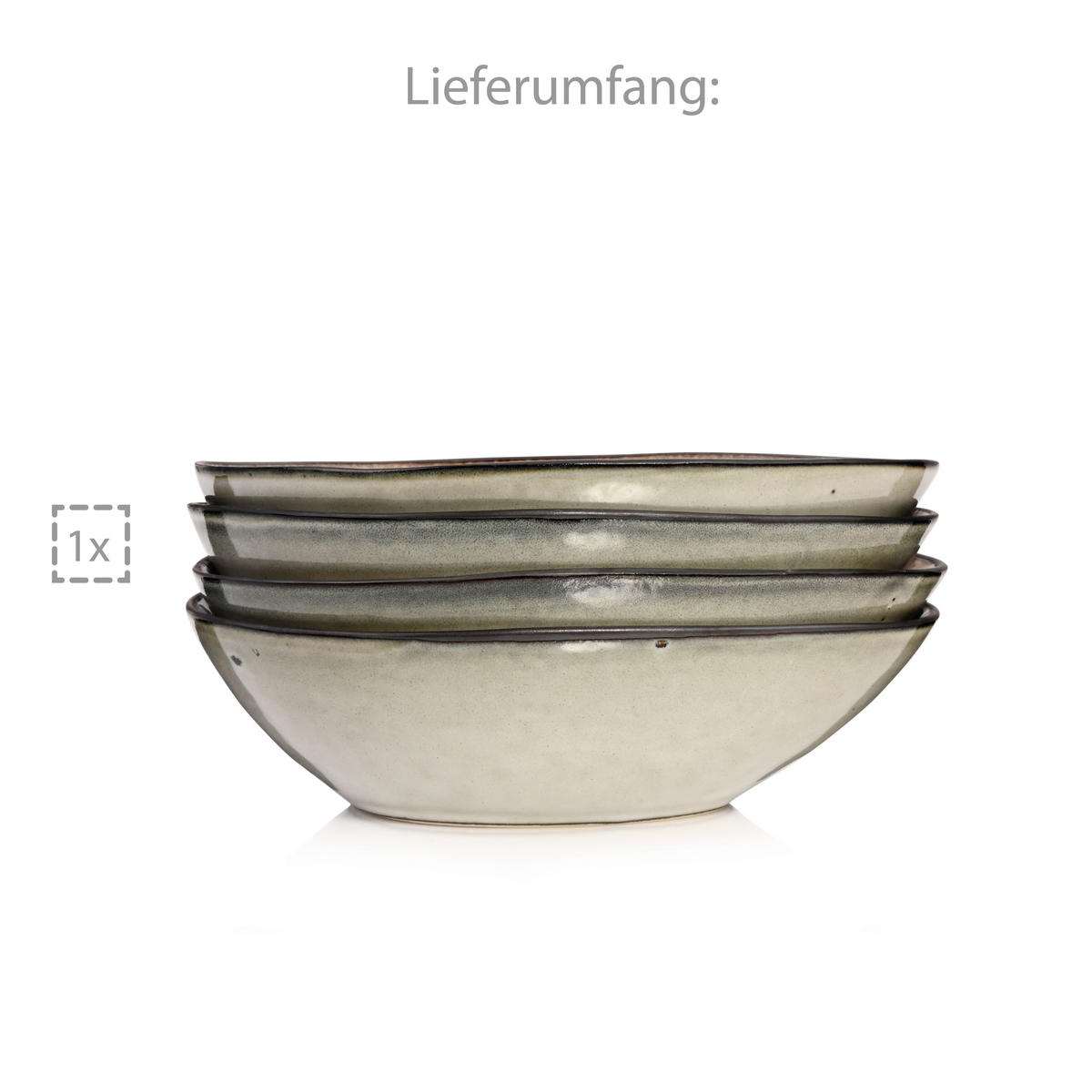 SALATSCHALEN SET CAPRI GRAU - 4 teilig aus Steingut - Grau, Keramik (20cm) - Sänger