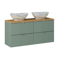 DOPPELWASCHTISCH 120.4cm Jade Grün und Holz - Grün, Holzwerkstoff (120.4/59/40cm) - Petits-meubles