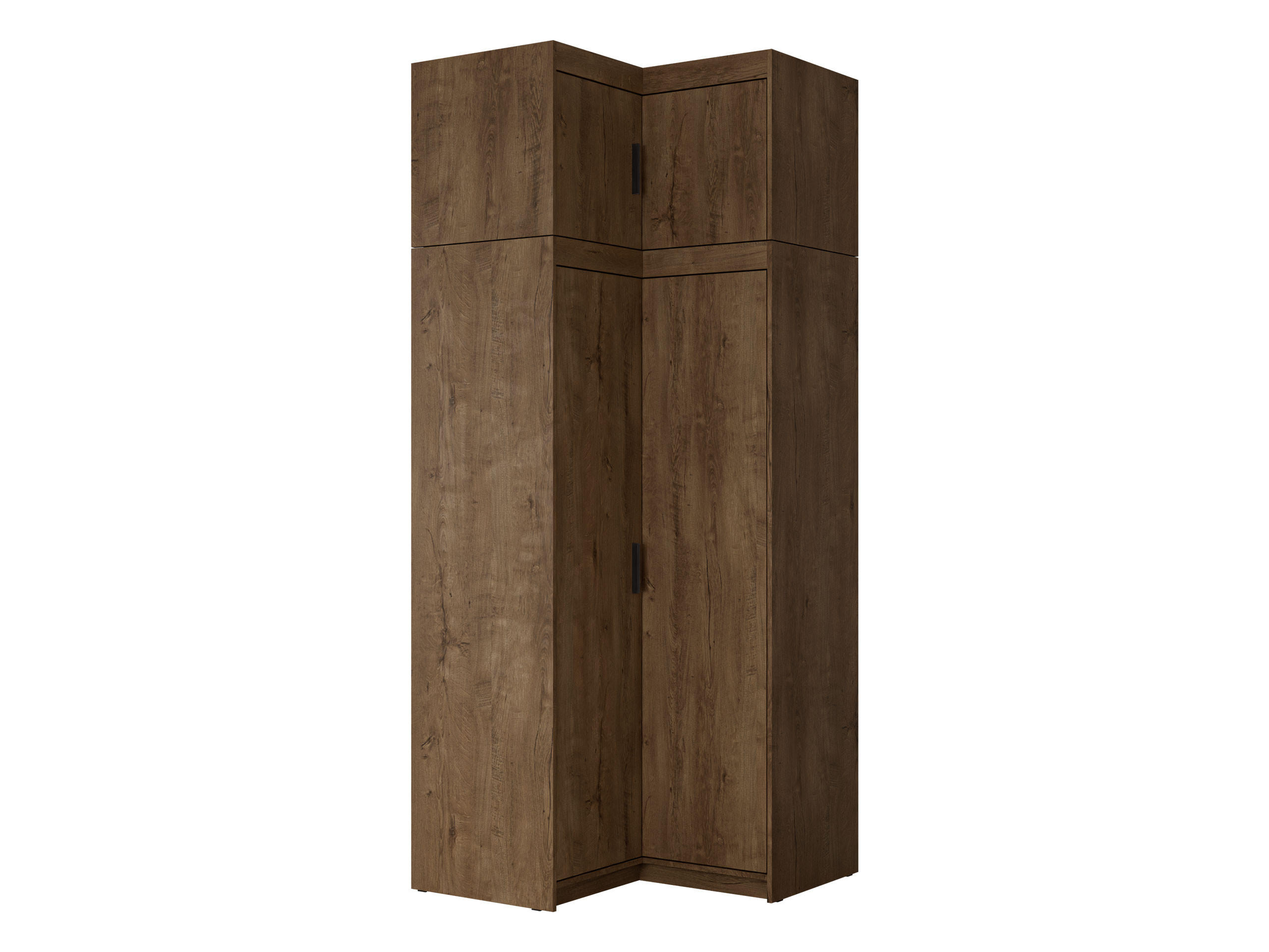 ECKKLEIDERSCHRANK Elena 2D + Schrankaufsatz - Eichefarben/Schwarz, Holzwerkstoff/Kunststoff (98/246/98cm) - MIRJAN24