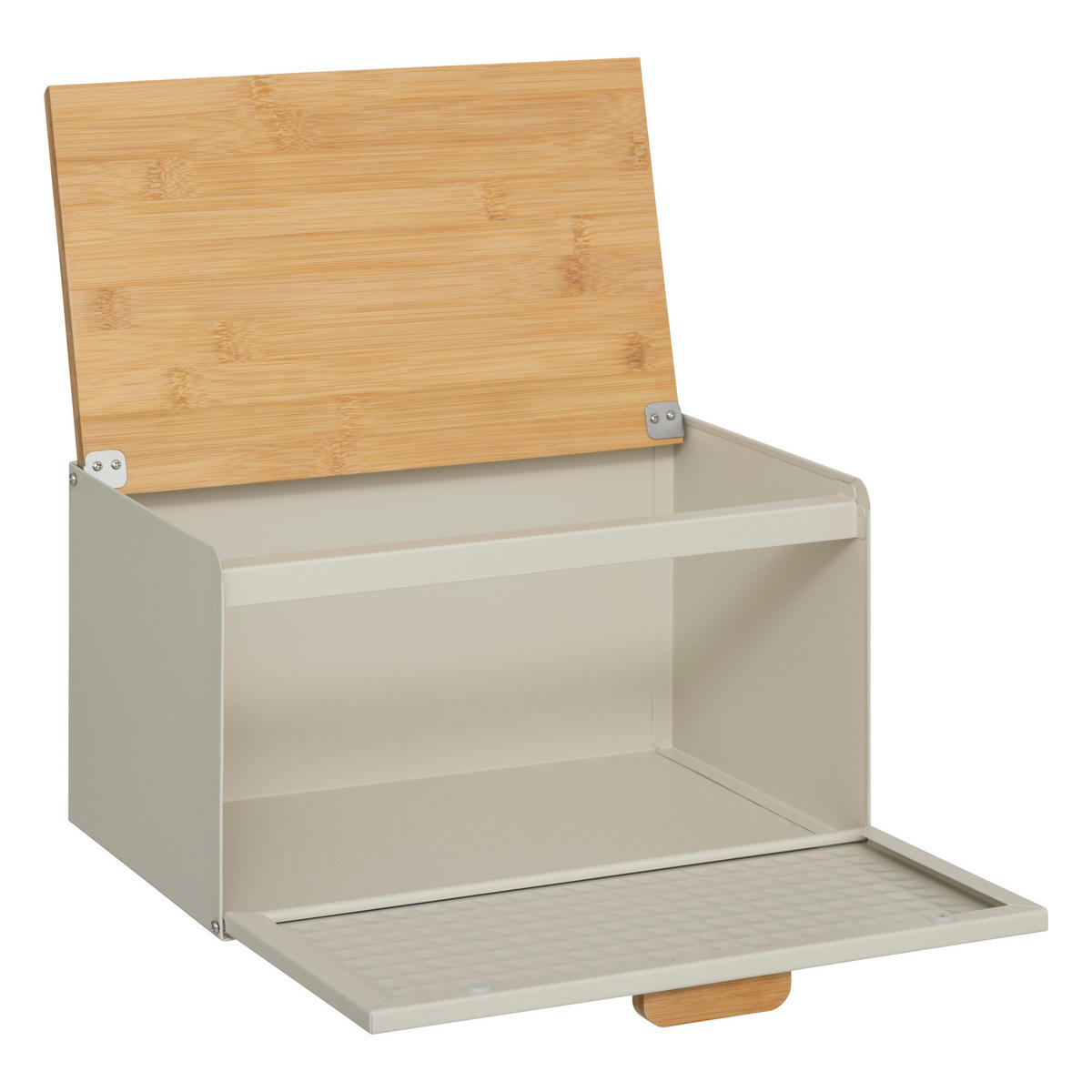 BROTKASTEN aus Metall mit Bambusdeckel Sensia 35,5/20,8/23,5 cm - Beige, Metall (20.8/23.5/35.5cm) - 5five Simply Smart