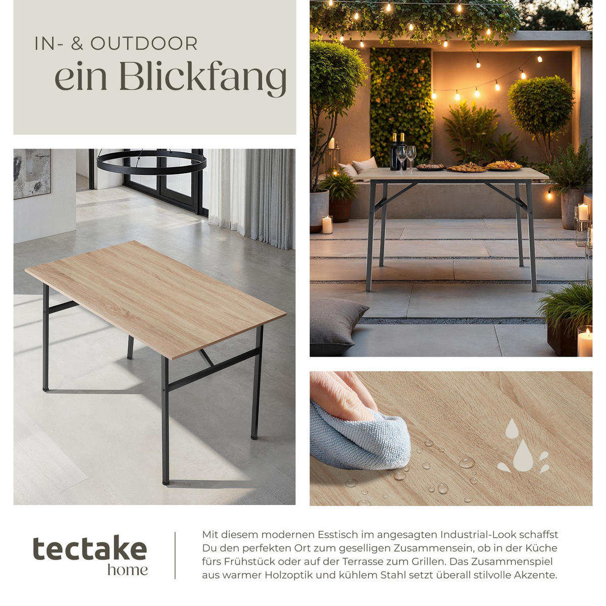 ESSTISCH Swansea,120 x 75 x 76 cm,Industrial Holz hell, Eiche Sonoma - Naturfarben, Holz (120/75/76cm) - tectake