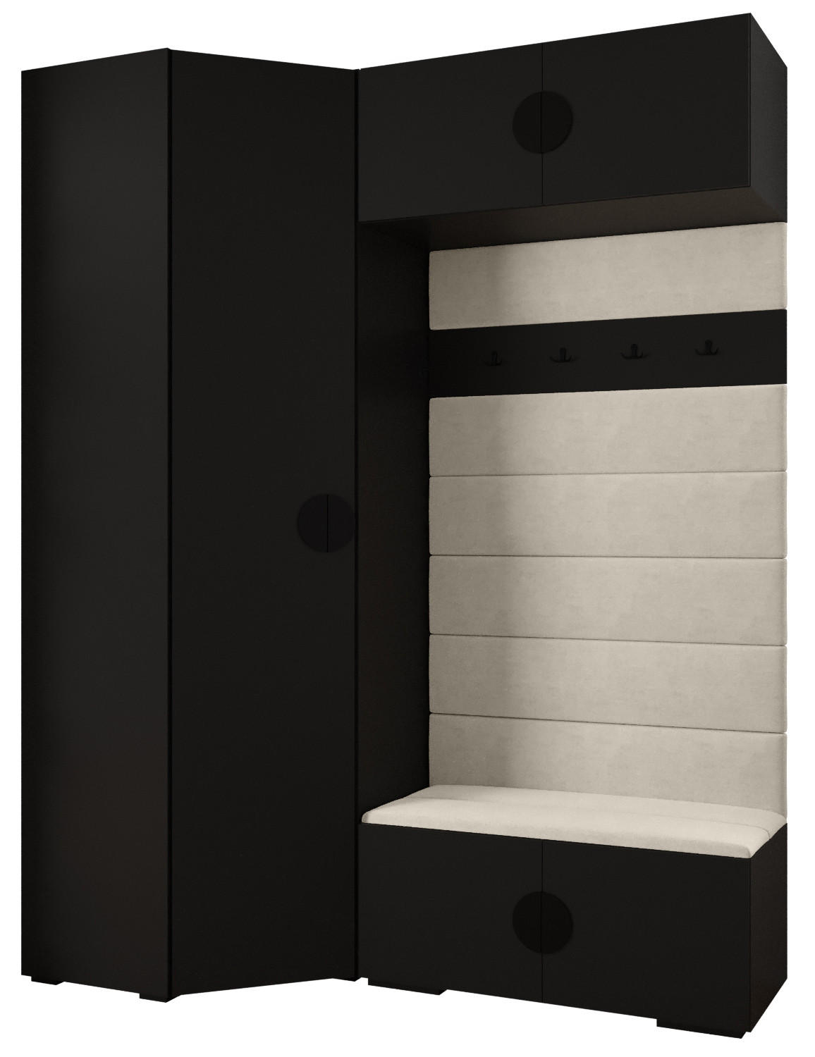 Abiks Möbel Garderoben-Set Schwarz, Beige, Schwarz 181.7x236.7x47 cm