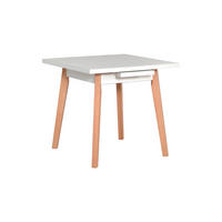 ESSTISCH Oslo 1 L, 80-110/80 cm, weiss - Weiß, Holz (80/80/75cm) - Leaf Design