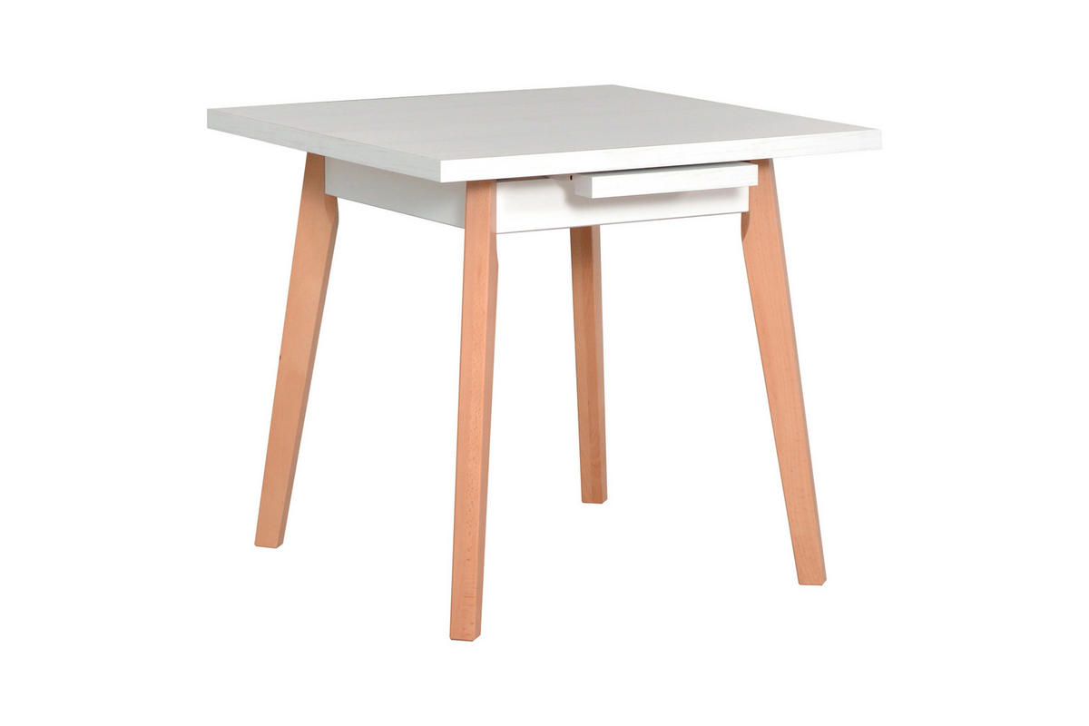 ESSTISCH Oslo 1 L, 80-110/80 cm, weiss - Weiß, Holz (80/80/75cm) - Leaf Design