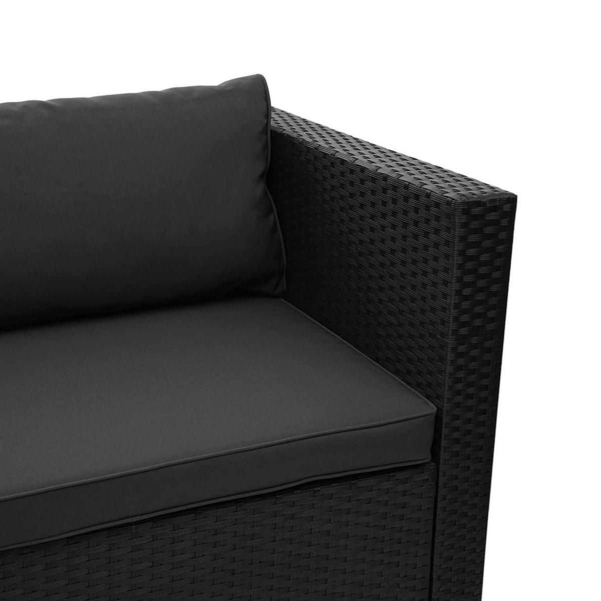 POLY-RATTAN GARNITUR Schwarz, Grau - Schwarz/Grau, Kunststoff - MCW