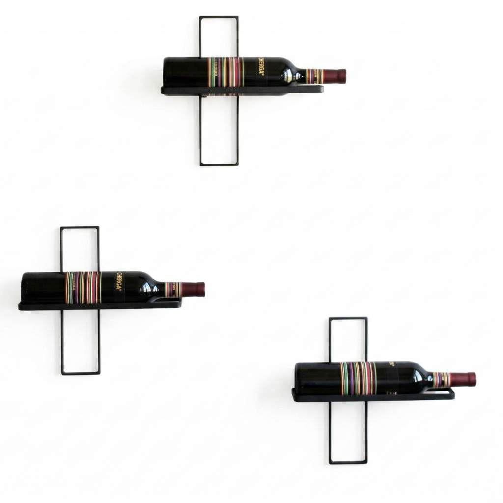 WEINREGAL D3 aus Metall Flaschenständer 3er Set - Schwarz, Metall (28/28/8.5cm) - DanDiBo