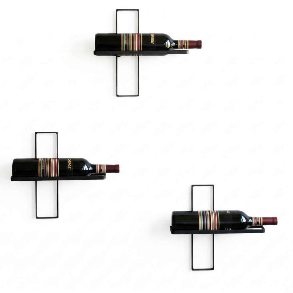 WEINREGAL D3 aus Metall Flaschenständer 3er Set - Schwarz, Metall (28/28/8.5cm) - DanDiBo