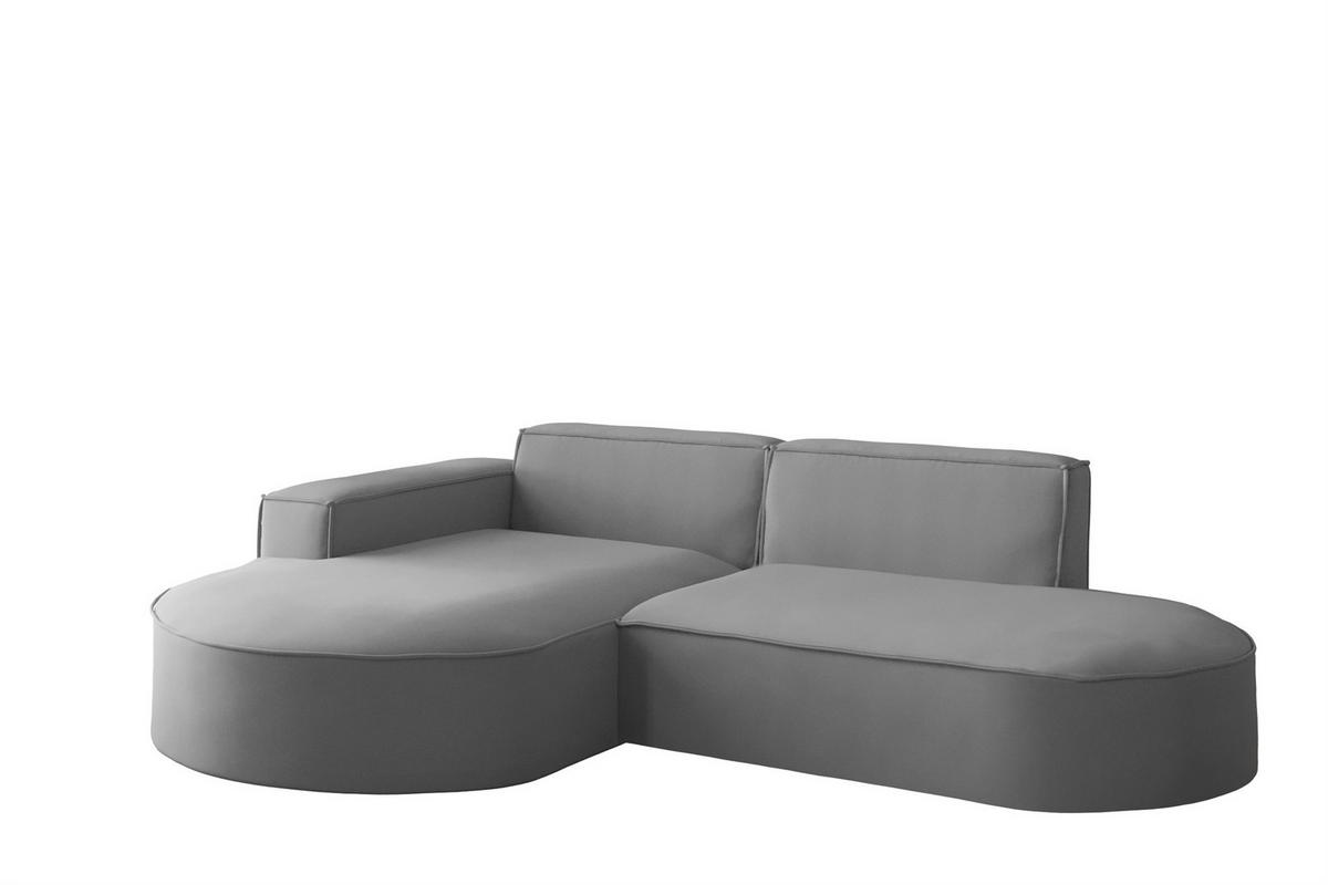 ECKSOFA Palma Xs Ottomane Opera Velvet - Grau, Holzwerkstoff/Textil (236/165cm) - Fun Möbel
