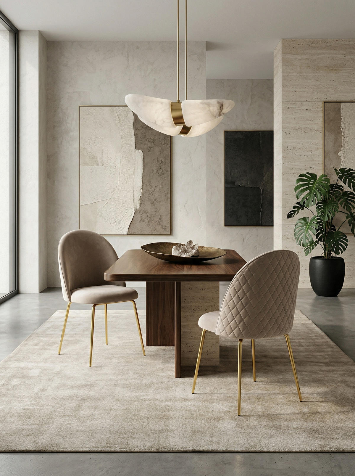 ESSZIMMERSTUHL 2er Set Samtbezug mit Metallgestell Schalenform Skandinavisch gepolstert, Beige 53x50x87 cm - Beige/Goldfarben, Textil/Metall (53/87/50cm) - KADIMA DESIGN