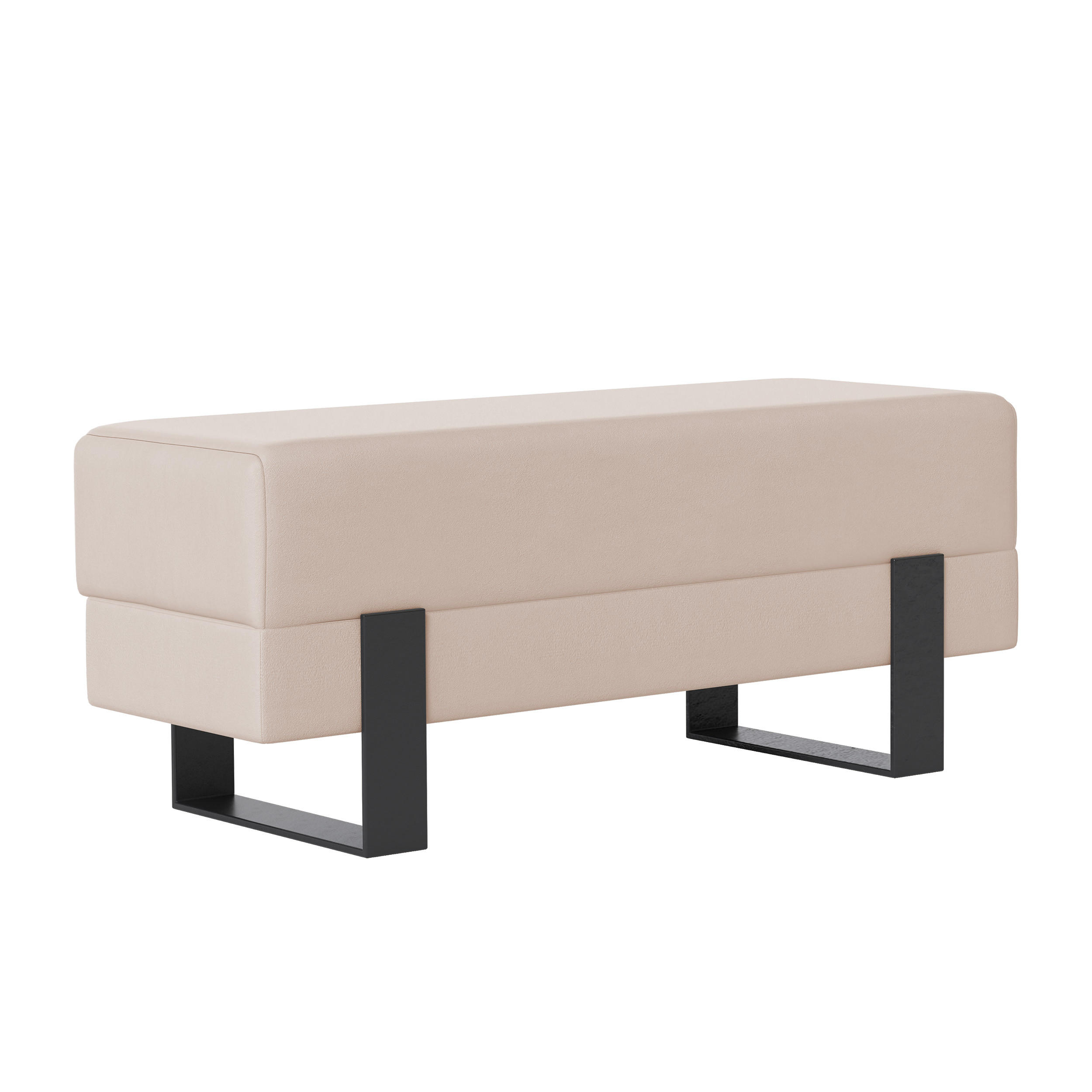 POLSTERBANK RIVA 100 cm Schwarz / Beige ,Metallgestell - Beige, Metall (100/47/35cm) - Idohome
