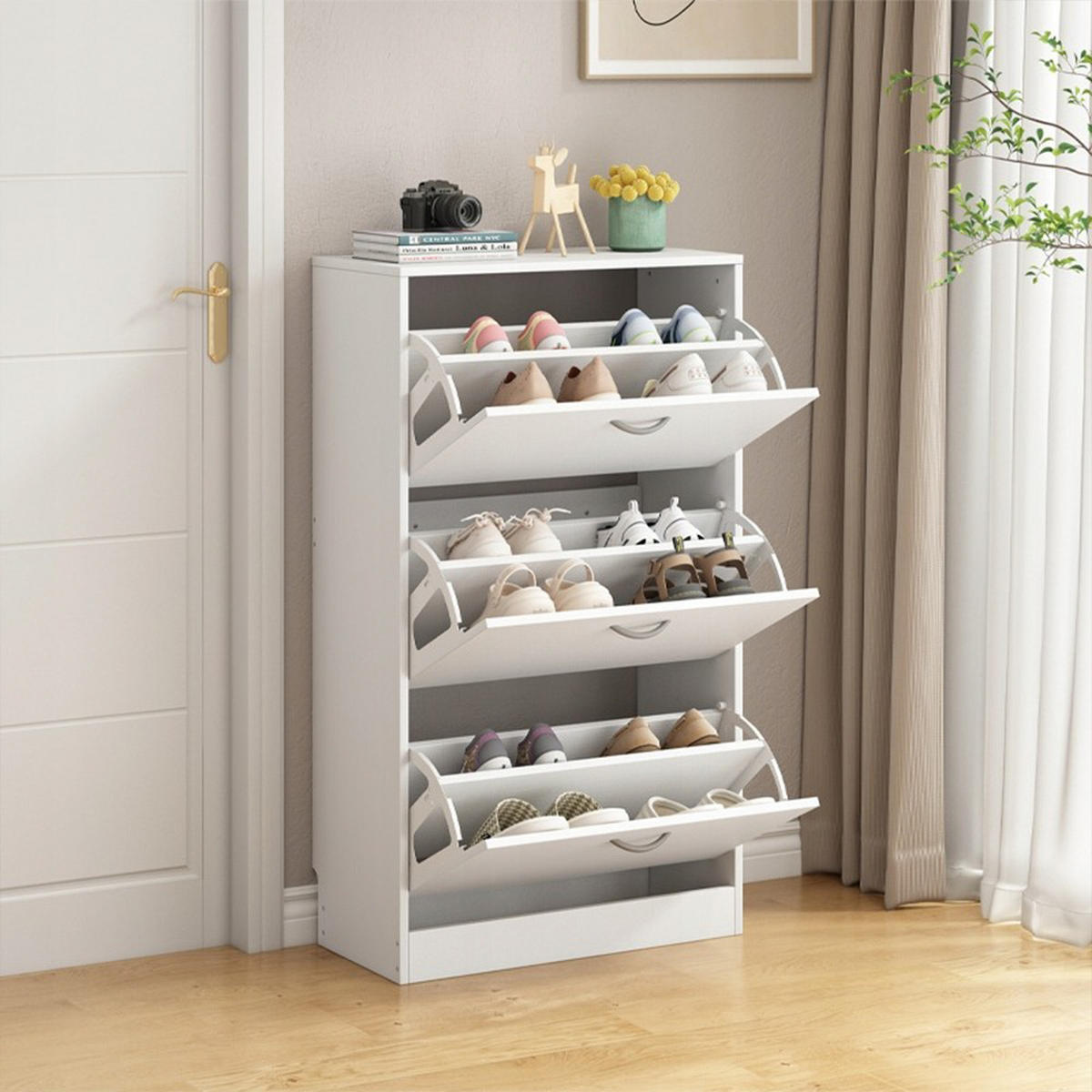 SCHUHKASTEN, weiß 110/60/30 cm - Weiß, Holzwerkstoff (60/110/30cm)