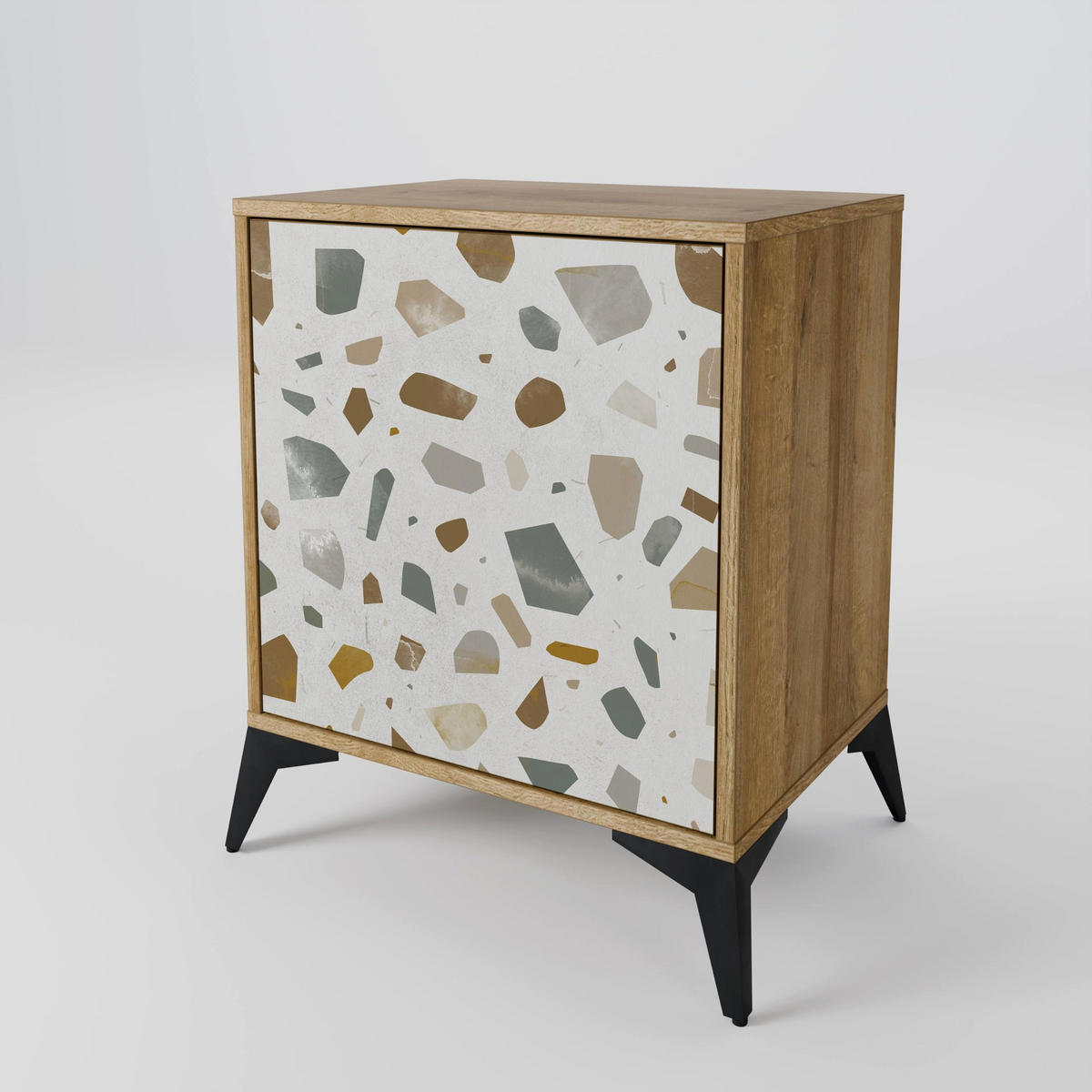 SIDEBOARD PIECES OF TOMORROW, Eichefarben, 57,5x42x77,5 cm, Schräge Buchenholzfüße - Eichefarben/Buchefarben, Holzwerkstoff/Buchenholz (57.5/77.5/42cm) - SpaceRebels