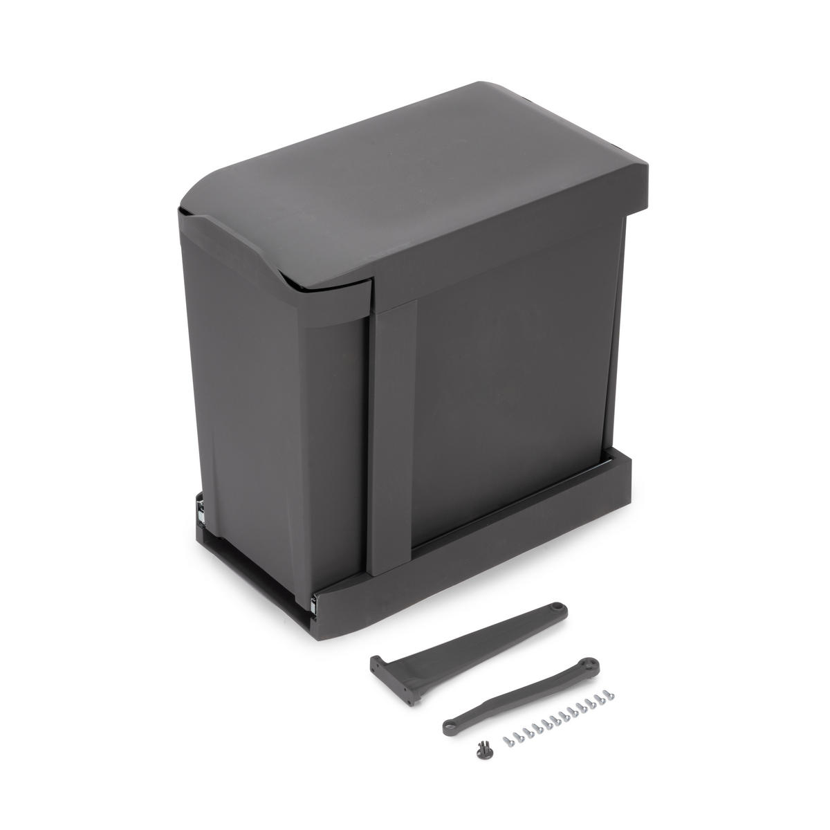 RECYCLINGBEHÄLTER für Küche, 2 x 14 Liter, Unterseitigbefeistigung und automatische Extraktion, Stahl und Kunststoff, Anthrazitgrau - Anthrazit, Metall (26/45/46.5cm) - EMUCA