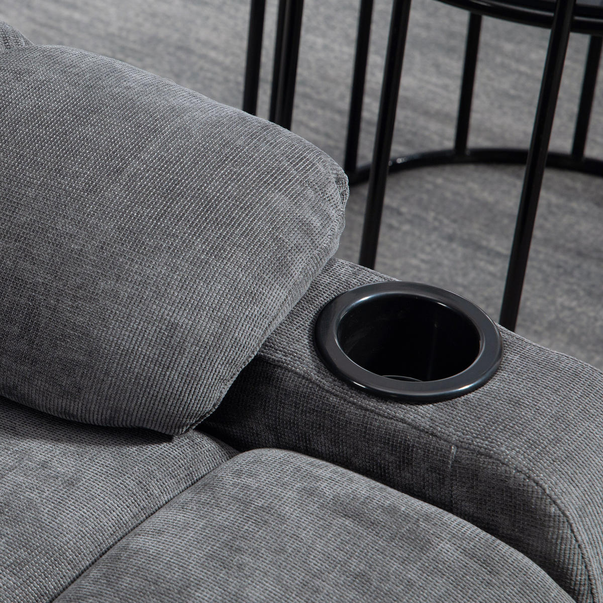 RELAXSESSEL Drehbar Fernsehsessel mit Liegefunktion, Schaukelfunktion Dunkelgrau - Dunkelgrau/Schwarz, Textil/Metall (96/108/88cm) - HOMCOM