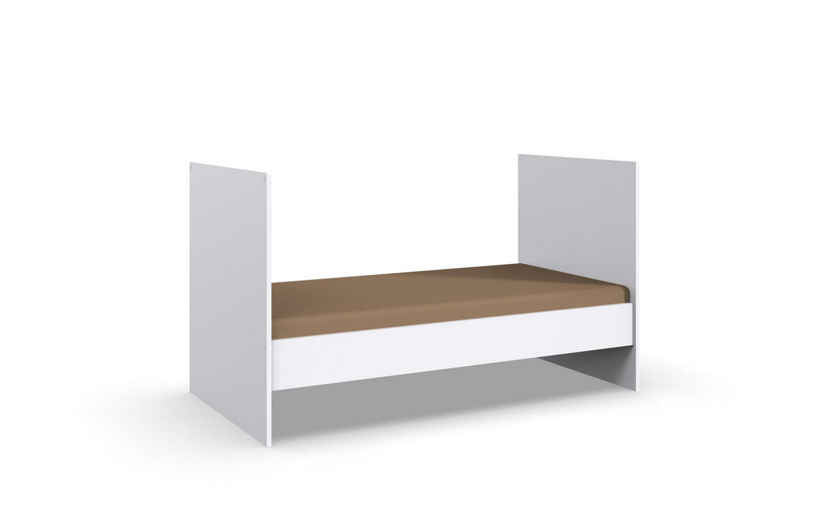 BABYZIMMER Gotland in Weiß, Plankeneiche und Hirnholz 7 teilig - Weiß, Holzwerkstoff (120/200/80cm)