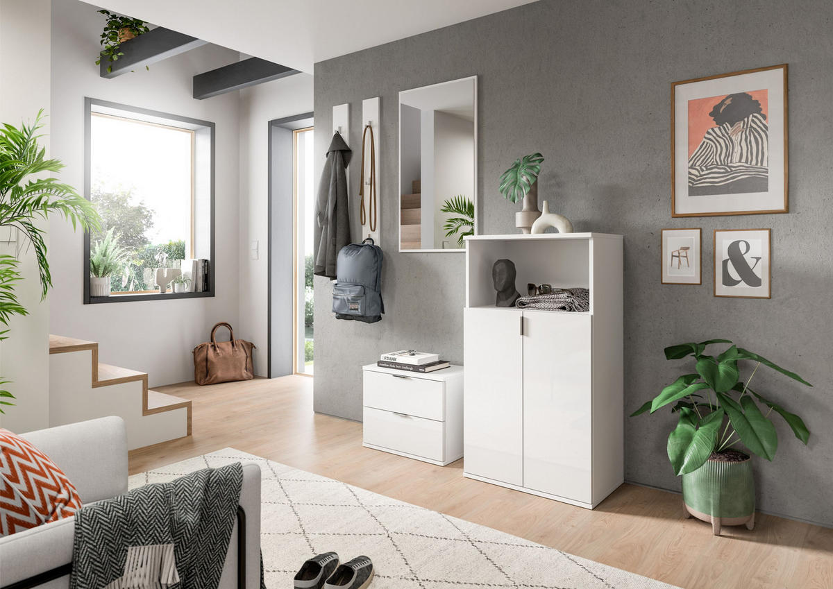 GARDEROBE Systemmöbel Projekt X 5tlg. Kombination , ca.179x191x37 cm - Weiß, Holzwerkstoff (179/191/37cm)