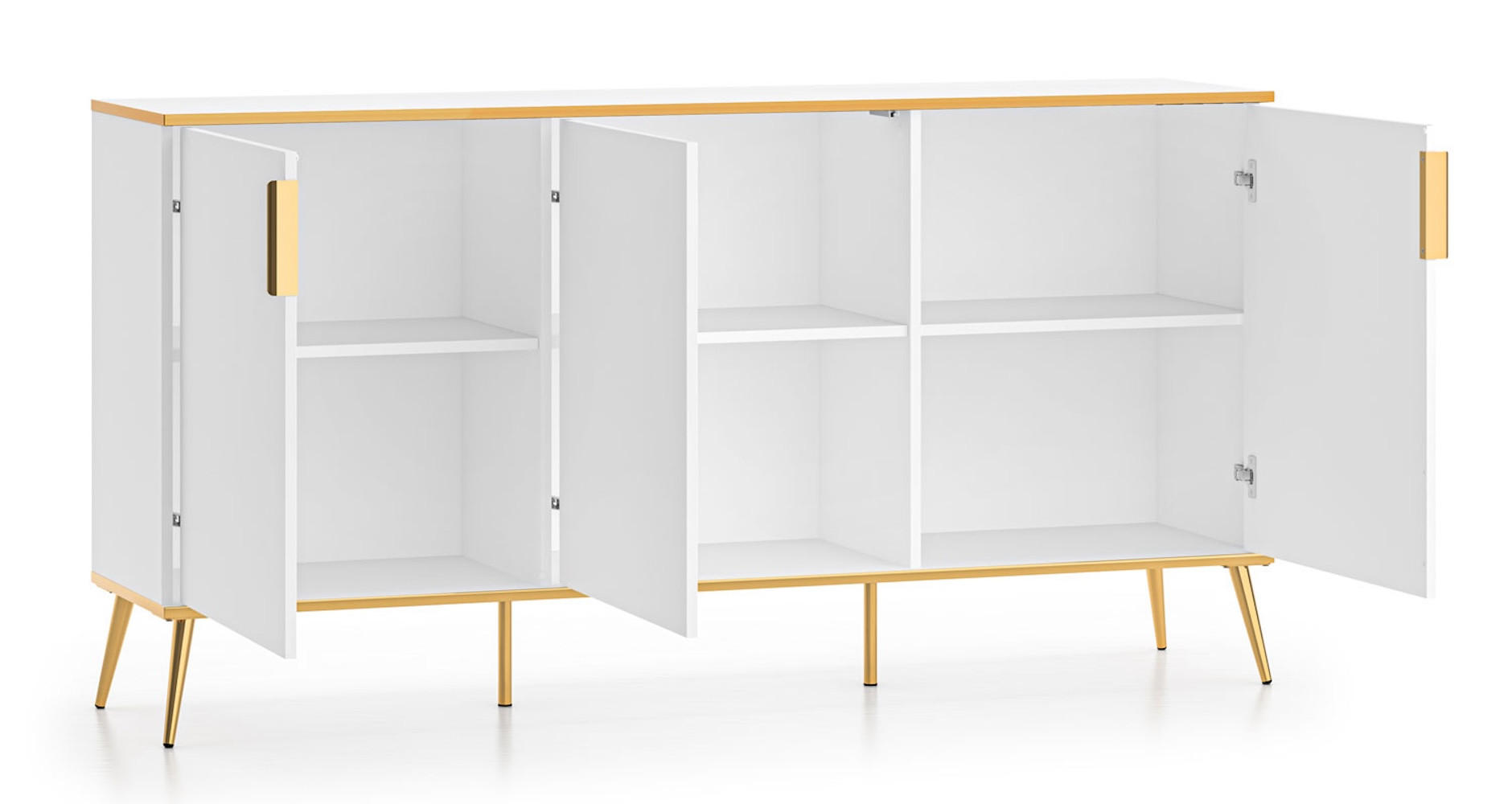 SIDEBOARD Viterbo Alpinweiß matt / goldfarben 170 / 40 / 88cm - Goldfarben/Weiß, Holz/Holzwerkstoff (170/88/40cm) - Feldmann-Wohnen