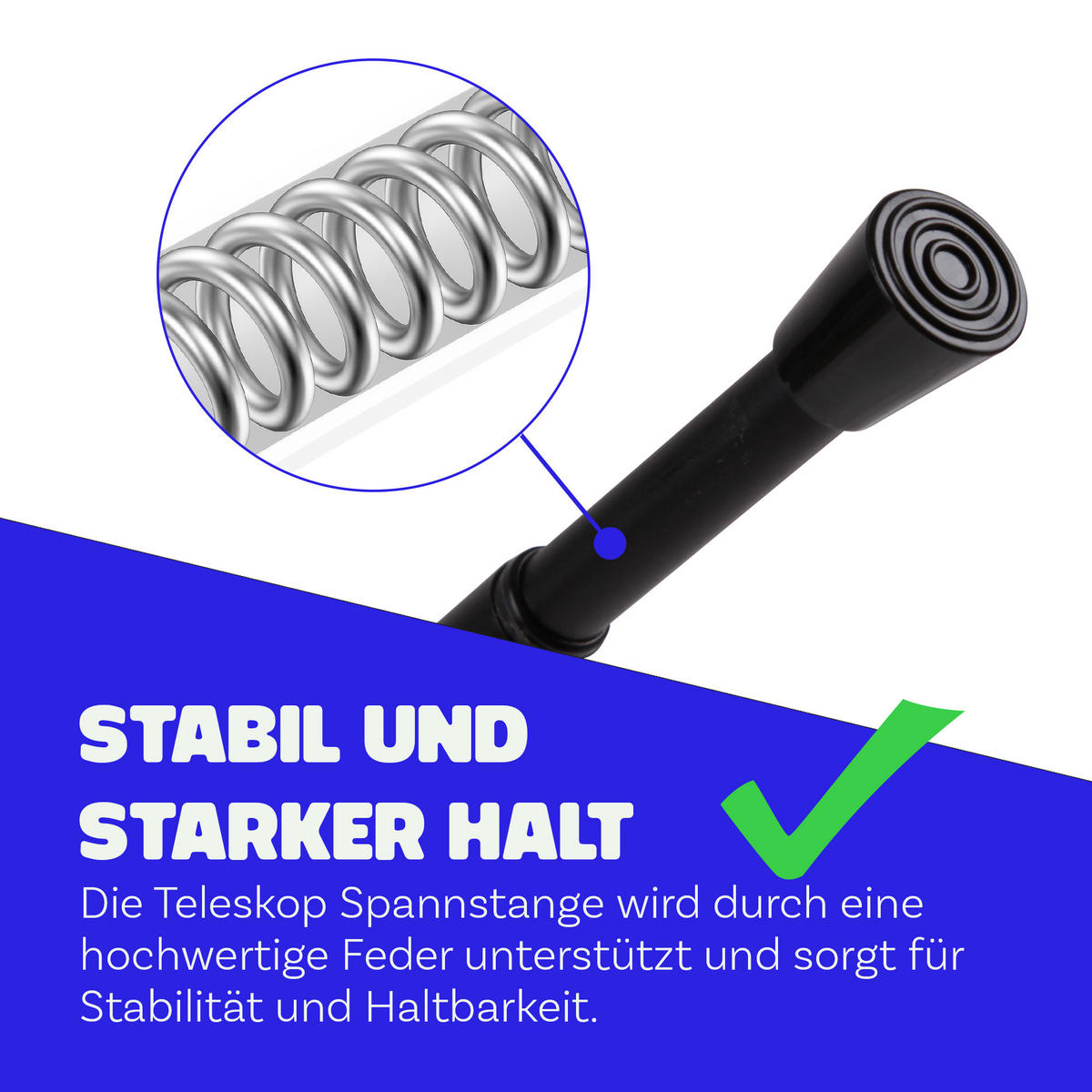VERSTELLBARE Vorhangstange - Spannstange zum Klemmen Schwarz Ø10/13 mm 60-90 cm - Schwarz, Metall (60cm) - Bestlivings