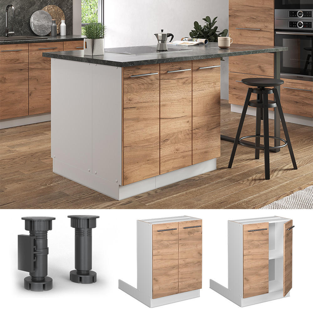 KÜCHENINSEL Fame-Line Goldkraft Eiche 60 cm ohne AP - Honigeiche/Eiche Wotan, Holzwerkstoff (60/82/30cm) - Vicco