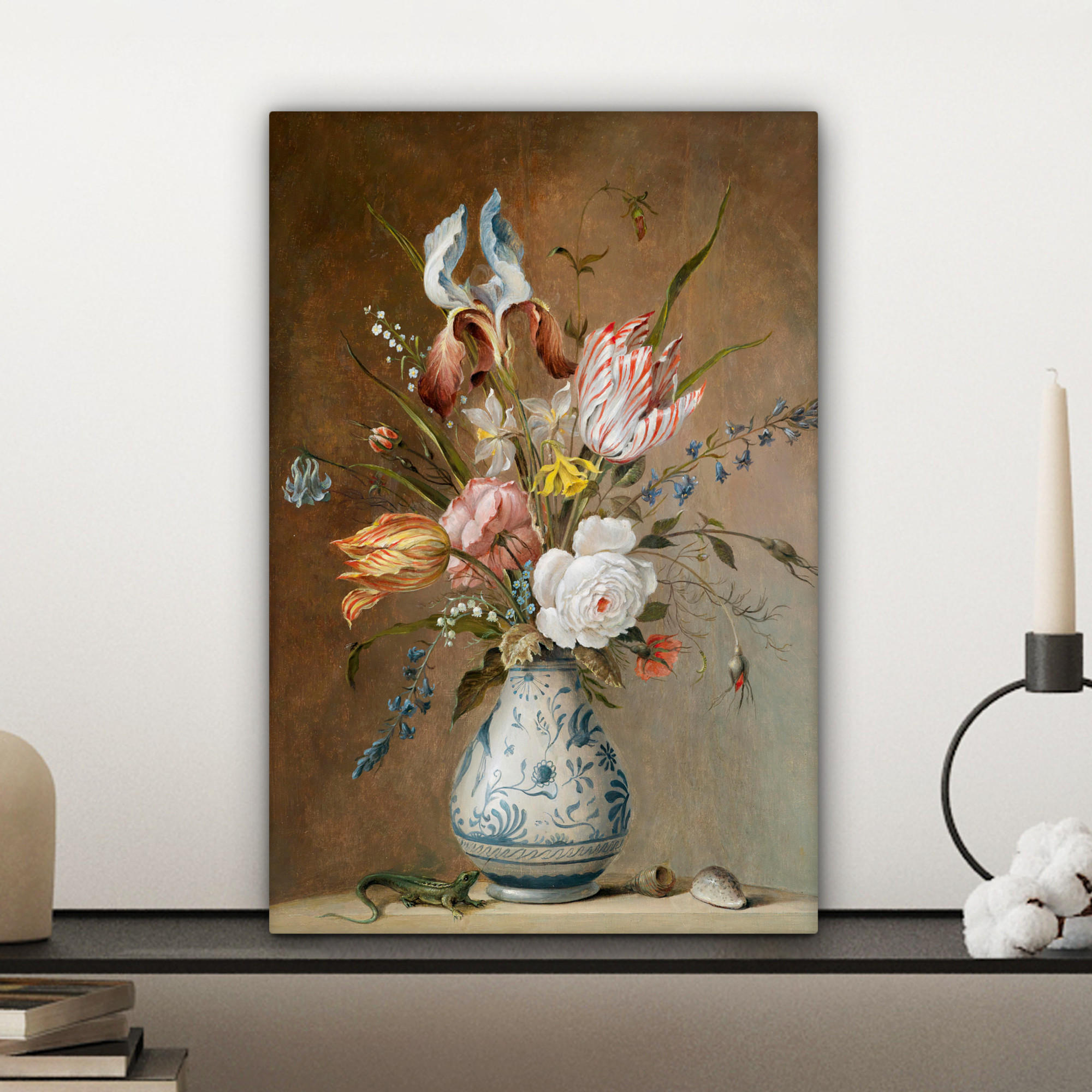 LEINWANDBILD Alte Meister - Blumen - Balthasar van der Ast 20x30 cm - Hellbraun, Textil (20/30cm) - MuchoWow