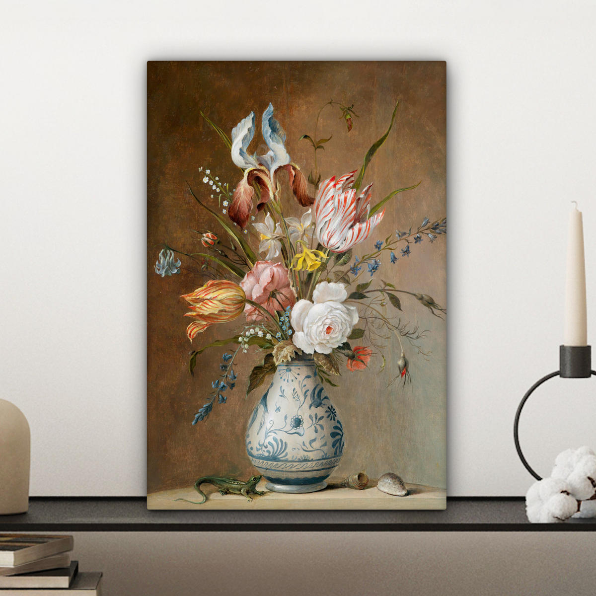 LEINWANDBILD Alte Meister - Blumen - Balthasar van der Ast 20x30 cm - Hellbraun, Textil (20/30cm) - MuchoWow