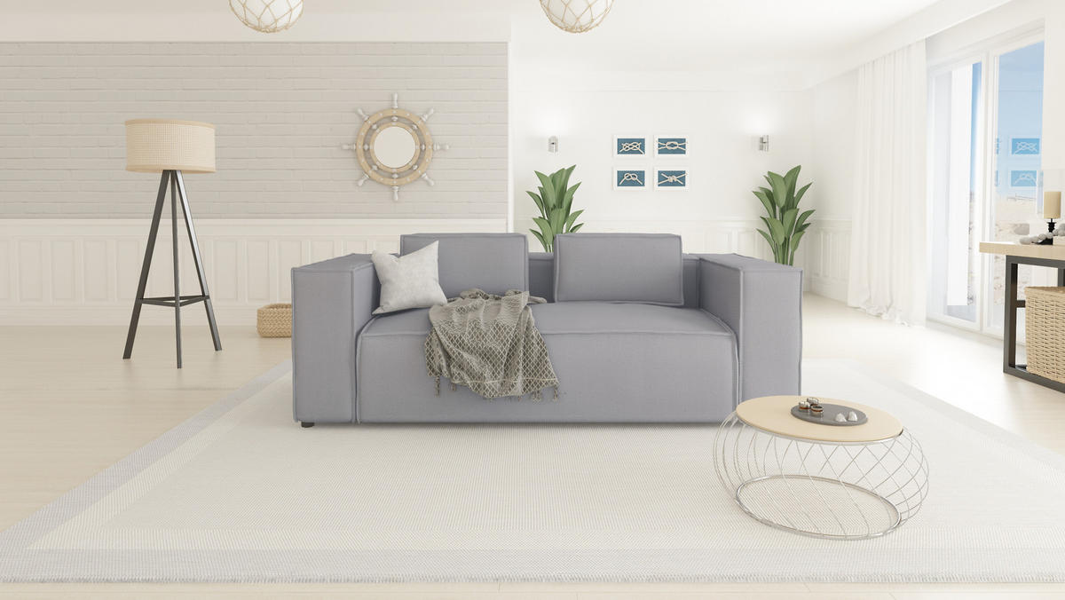 2-SITZER-SOFA Zenith Grau Luxusmicrofaser - Schwarz/Grau, Holz/Kunststoff (196/64/92cm) - S-Style Möbel