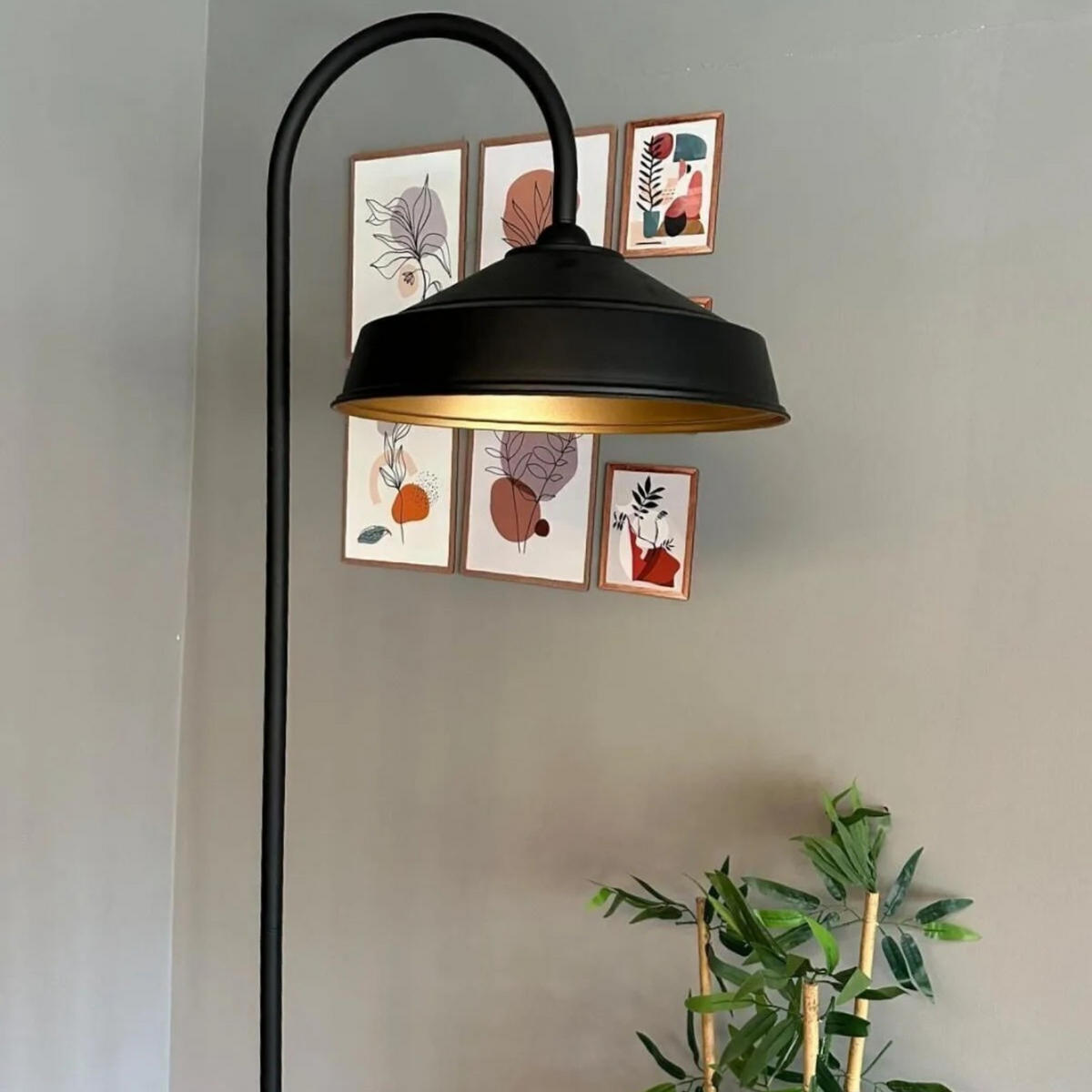 STEHLEUCHTE Bogen 180 Cm - Schwarz, Metall (37/37/180cm) - Bamyum
