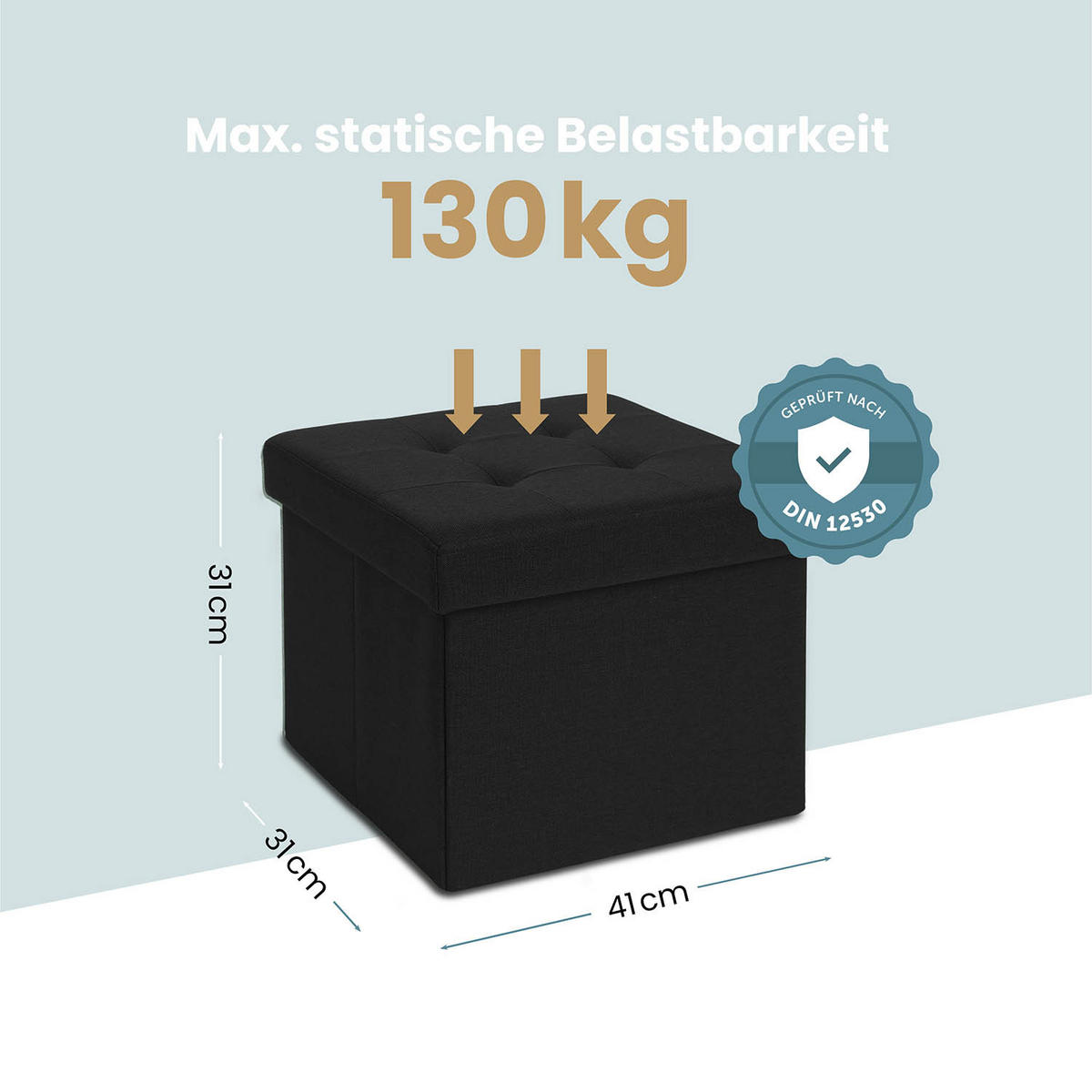 SITZHOCKER 41/31/31 cm, Schwarz - Schwarz, Kunststoff (31/31/41cm) - Blumtal