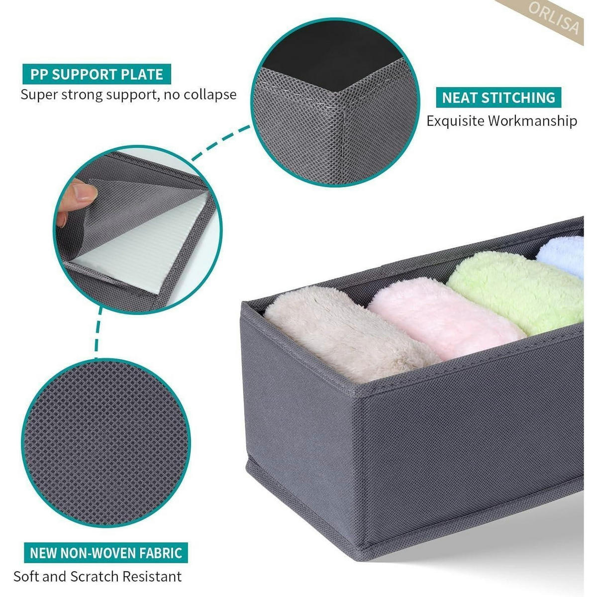KLEIDERSCHRANK Organizer 8-teiliges Set Grau - Grau, Textil (28/12/42cm)