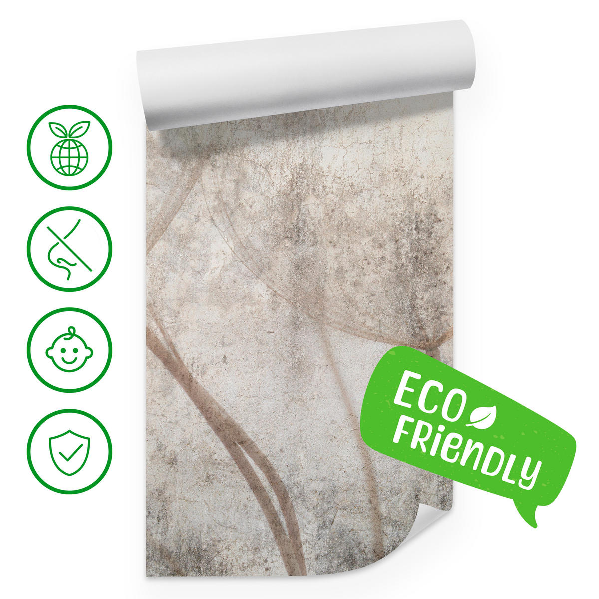 FOTOTAPETE für Wohnzimmer Zarter Skizze Löwenzahn Grauer Beton Minimalistisch 500x350 - Beige/Braun, Papier (500/350cm) - Muralo