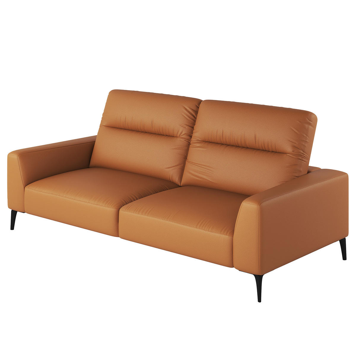 3-SITZER SOFA - Cognac/Schwarz, Leder/Metall (233/73/107cm) - home24