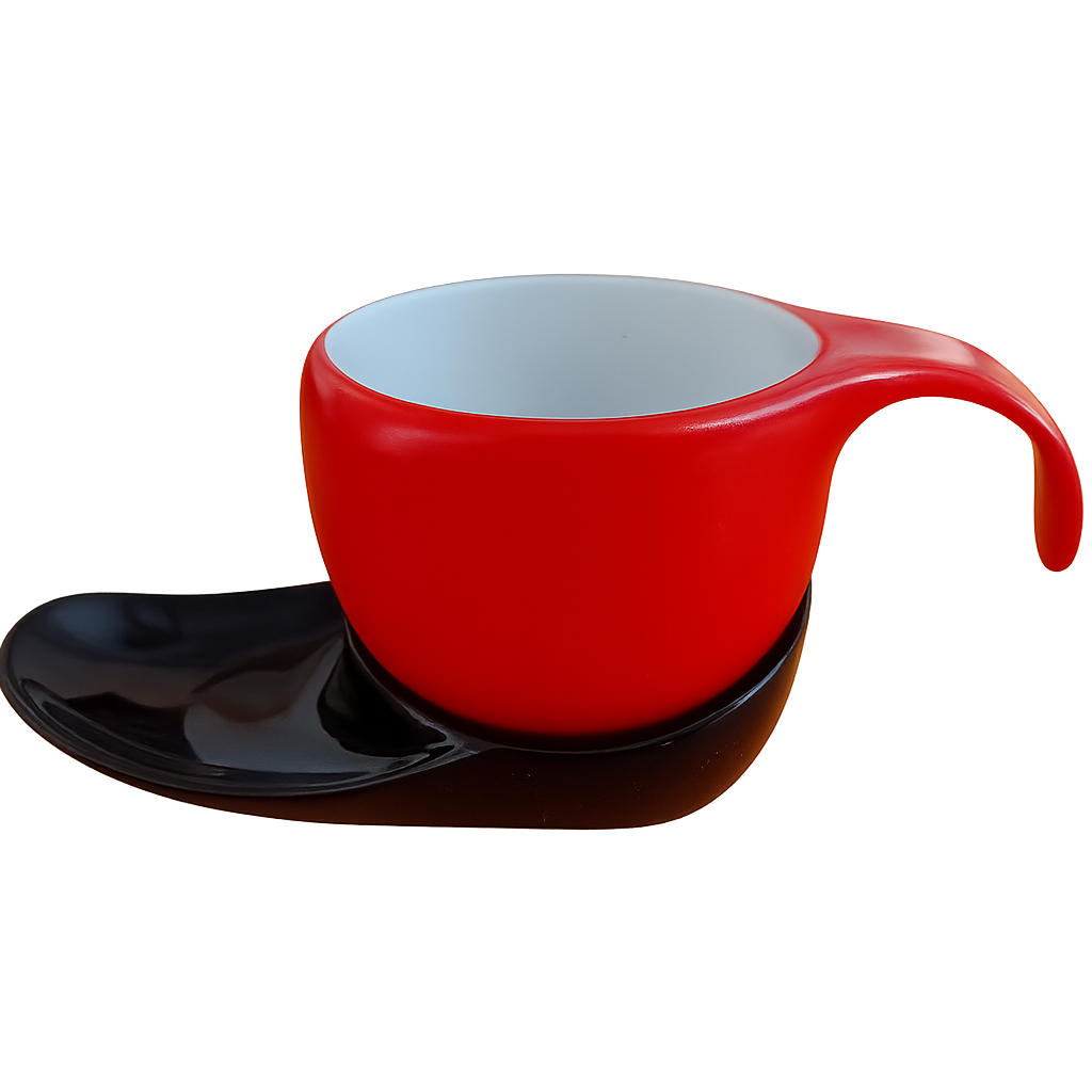 ESPRESSOTASSE Vision 2tlg „red & black“ - Weinrot, Keramik (0.06L) - Luigi Colani Porzellan