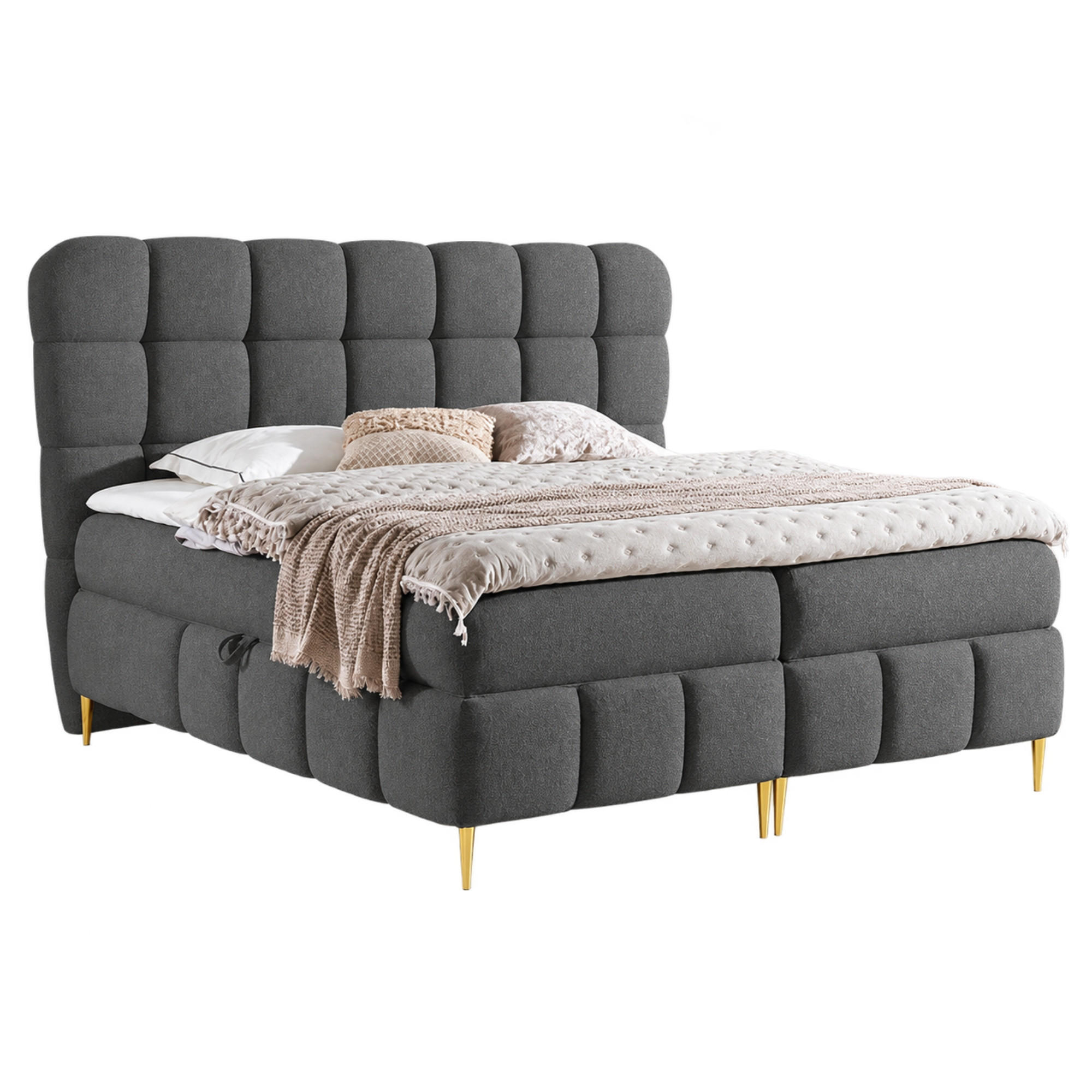BOXBETT mit Stauraum in 120x200 cm in Stahlgrau - Grau, Textil (120/200cm) - Home Collective