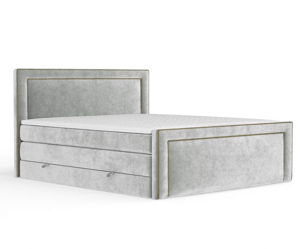 BOXSPRINGBETT Luxora Hellgrau 200/200 cm - Hellgrau/Schwarz, Holz/Holzwerkstoff (200/200cm) - Maison de Reve