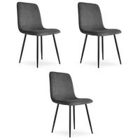 ESSZIMMERSTUHL 3-er Set RIFT grauer Sitz, schwarze Beine - Schwarz/Grau, Textil (46/87/55cm) - Valora