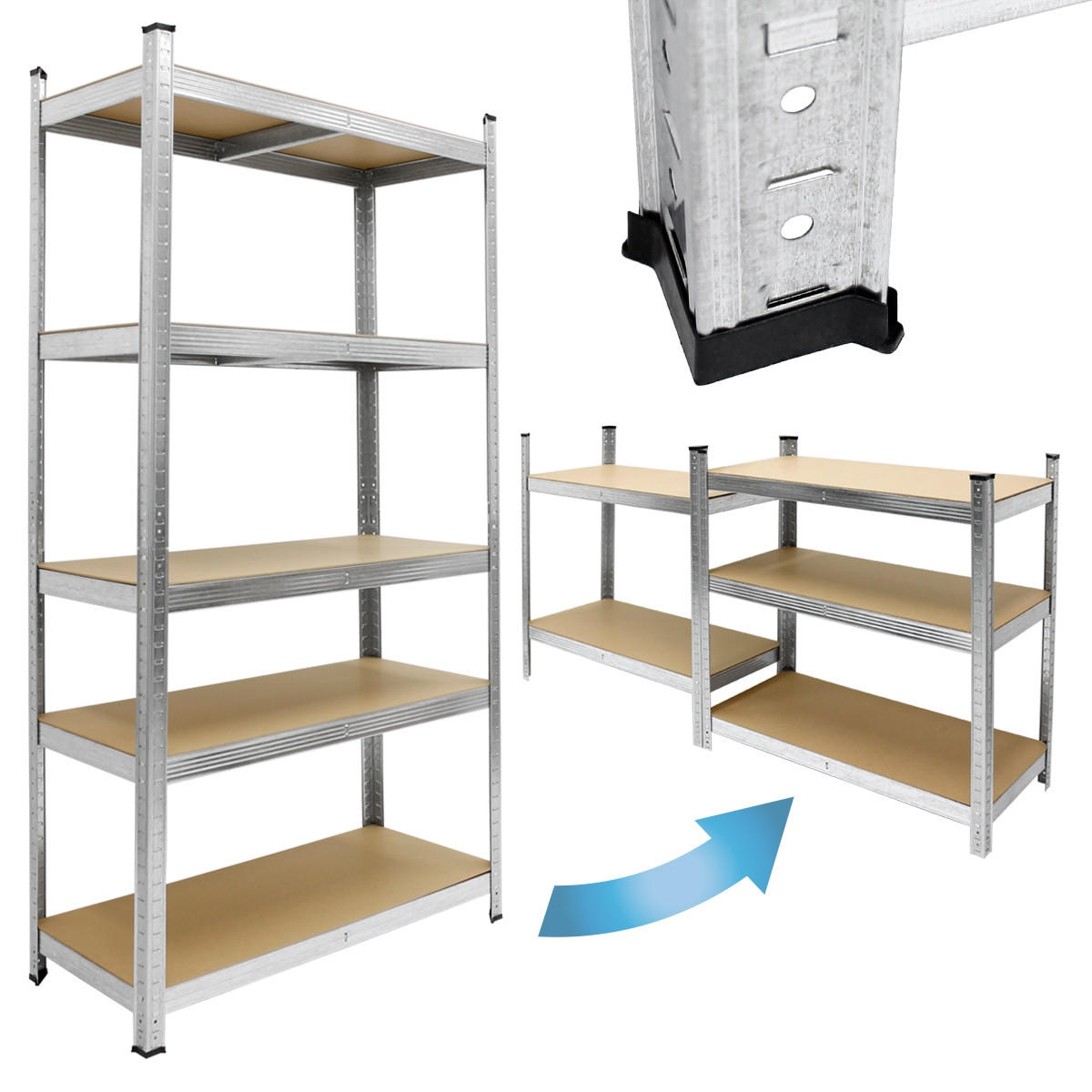 LAGERREGAL 3er Set - Silberfarben, Holzwerkstoff (40/180/90cm) - ECD-Germany