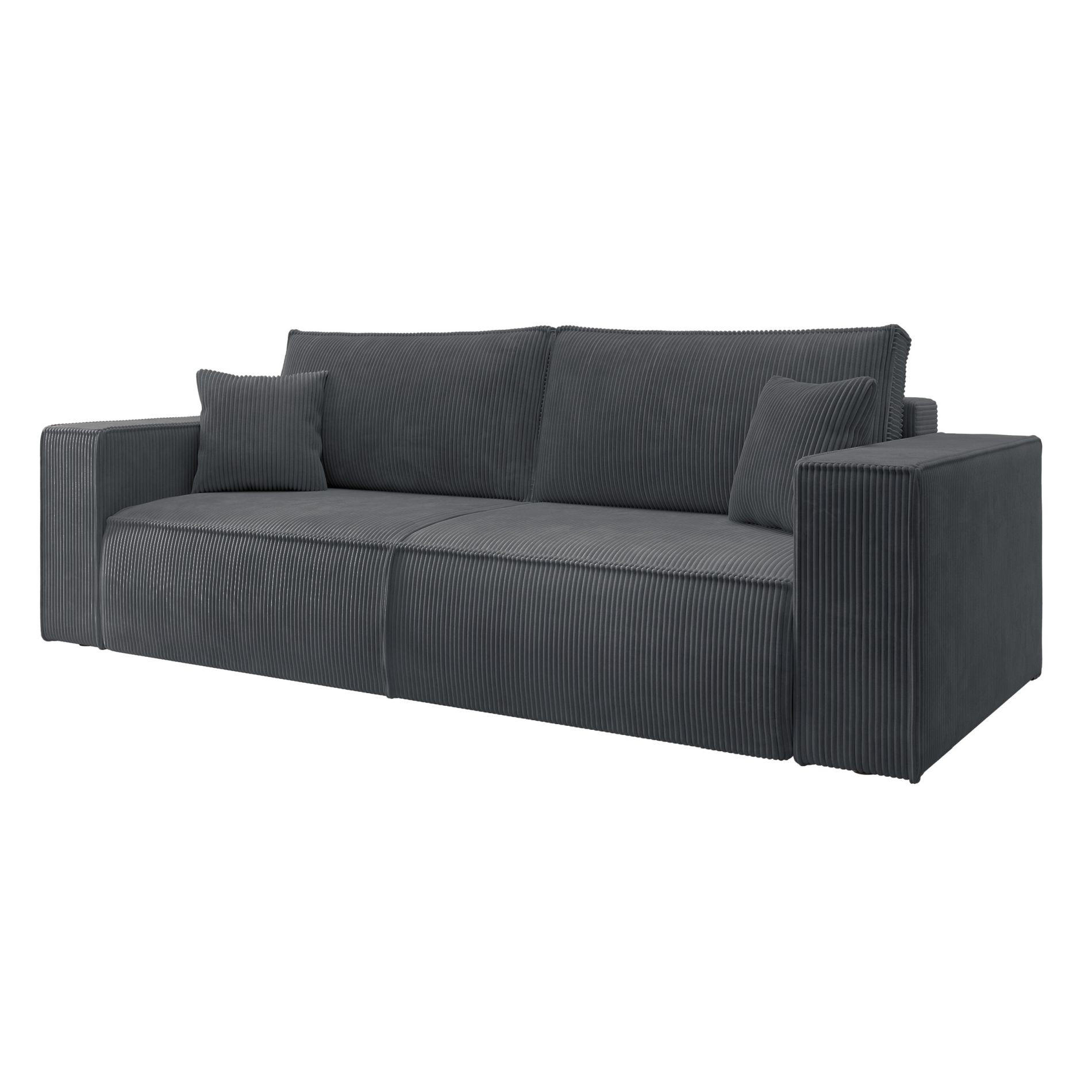 SCHLAFSOFA Farese Grau Cordbezug - Schwarz/Grau, Kunststoff/Textil (257/85/102cm) - Selsey